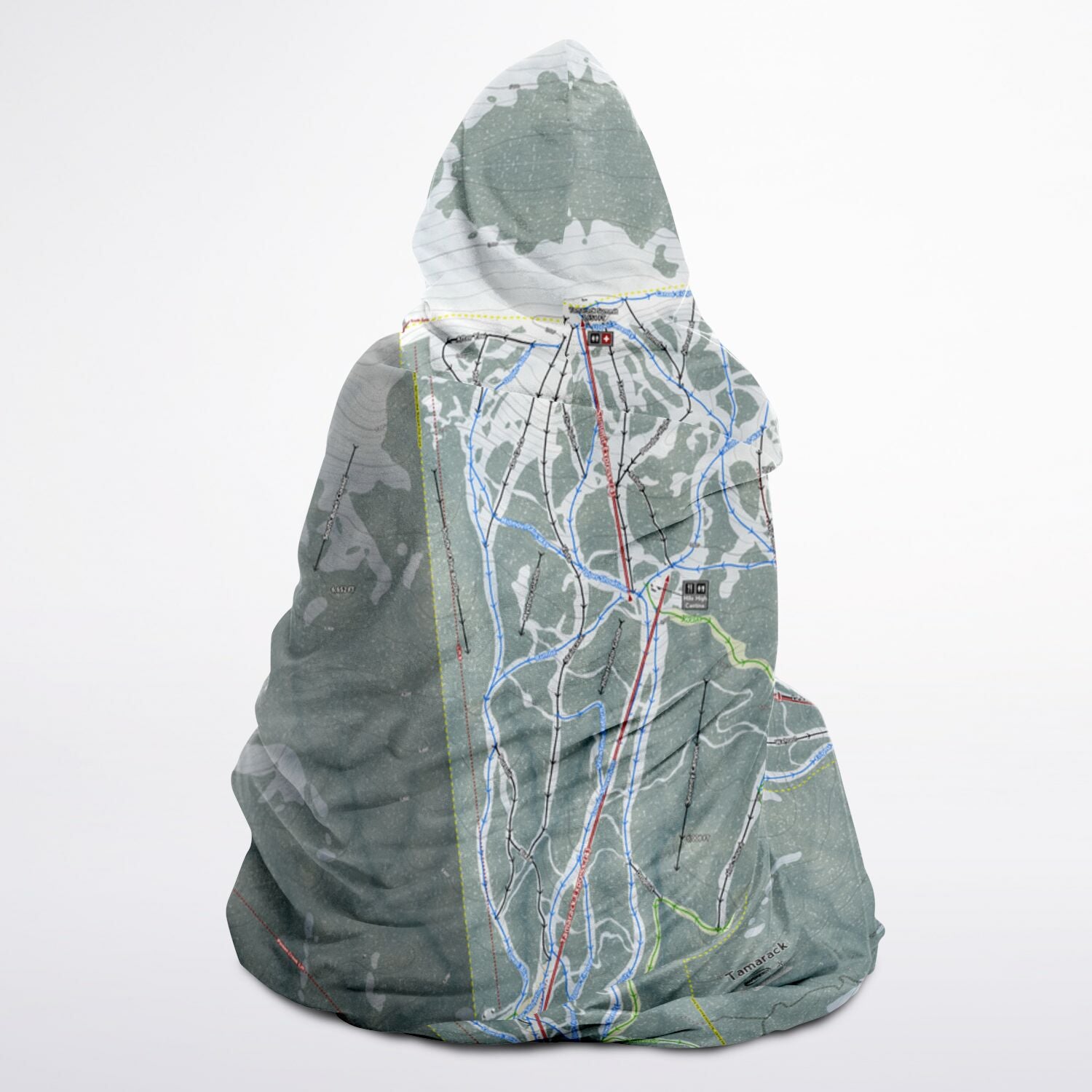 Tamarack, Idaho Ski Trail Map - Adult Hooded Blanket