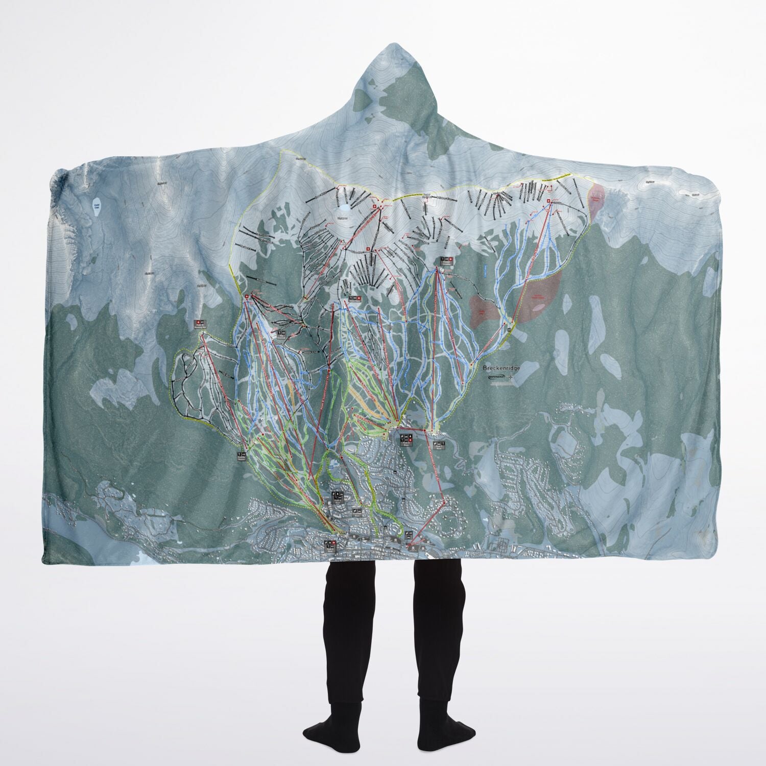 Breckenridge, Colorado Ski Trail Map - Adult Hooded Blanket