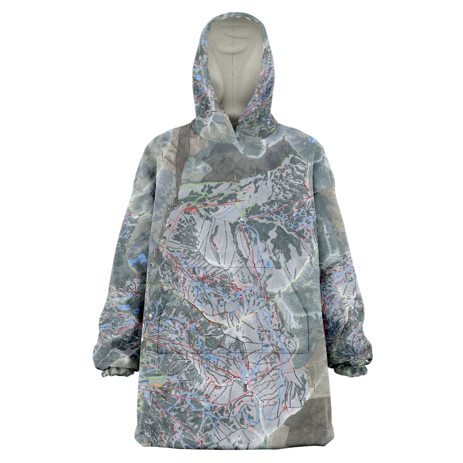 The Cottonwoods, Utah Ski Trail Map - Snug Hoodie