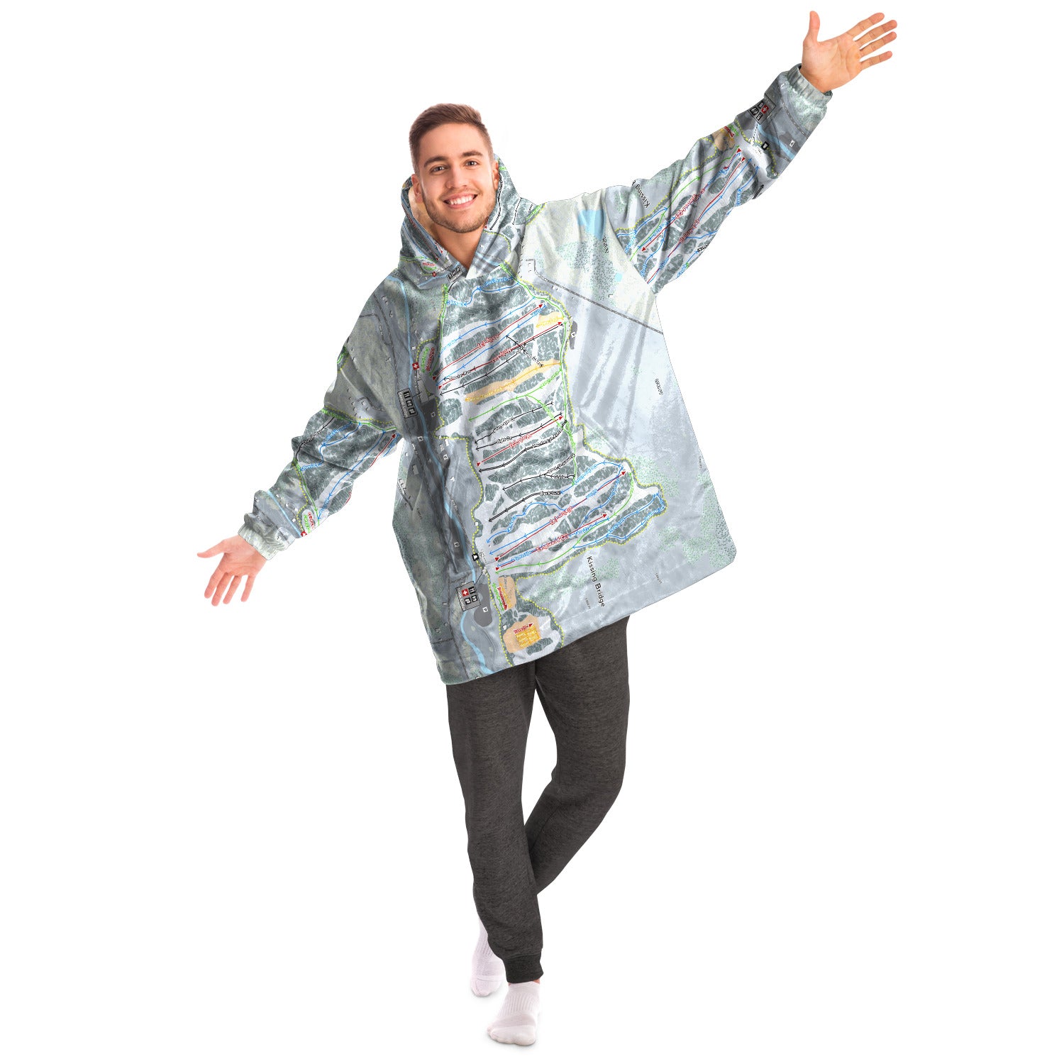 Kissing Bridge, New York Ski Trail Map Snug Hoodie