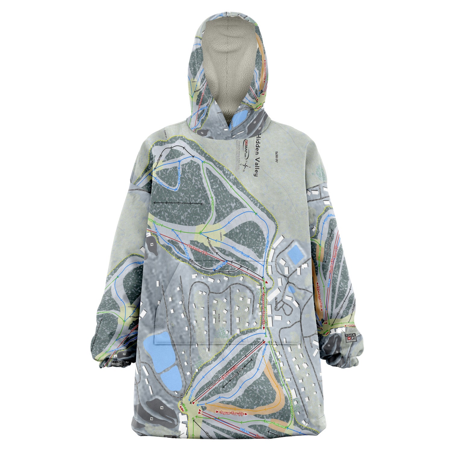 Hidden Valley, Pennsylvania Ski Trail Map Snug Hoodie