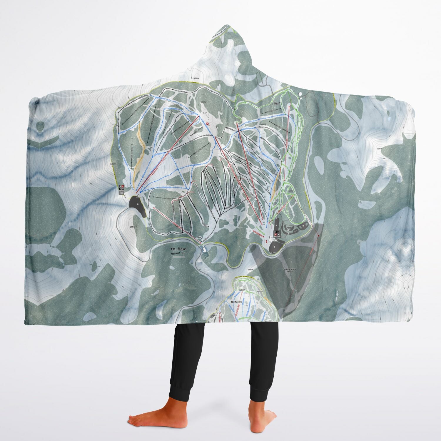 Mt Rose, Nevada Ski Trail Map - Youth Hooded Blanket