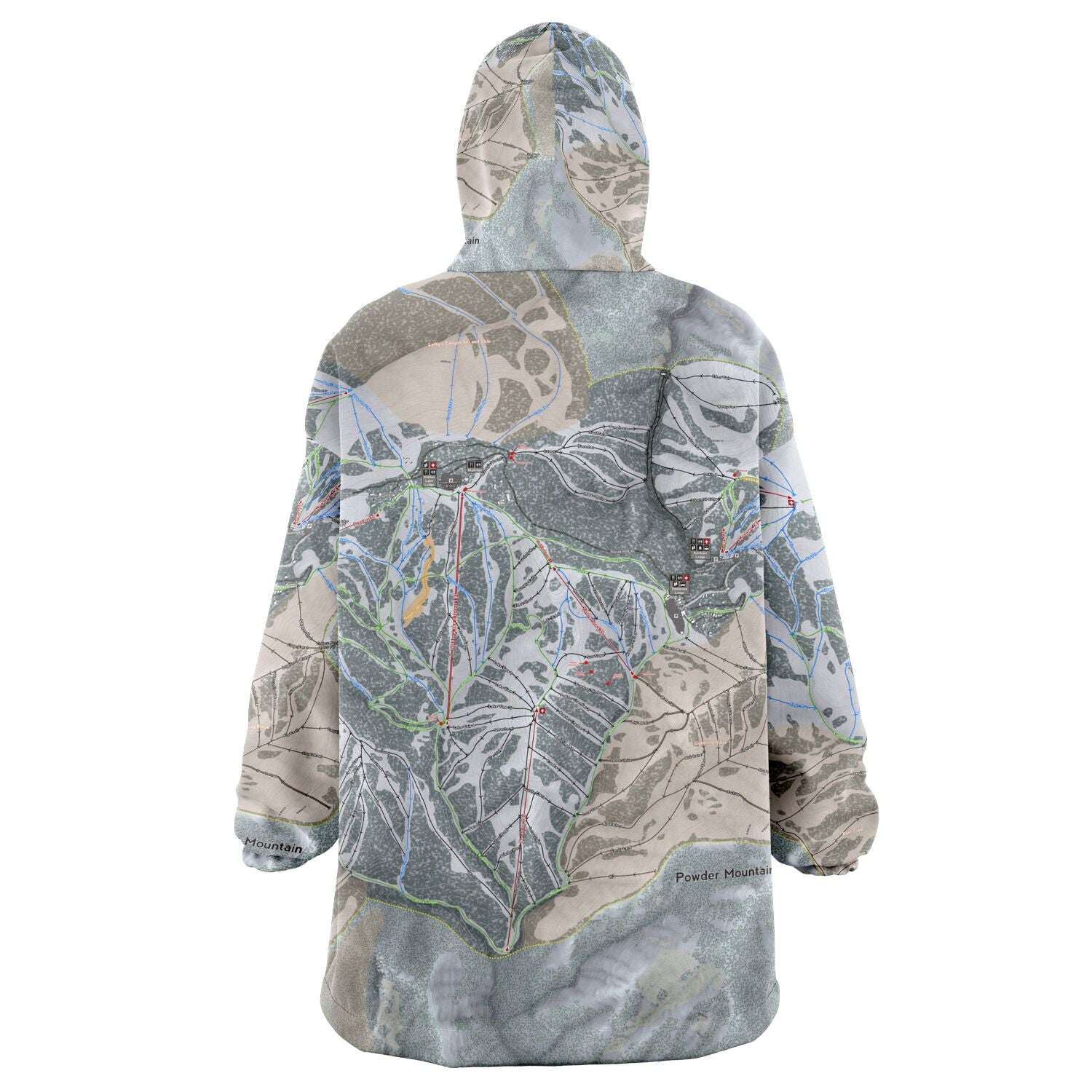 Powder Mountain, Utah Ski Trail Map - Snug Hoodie