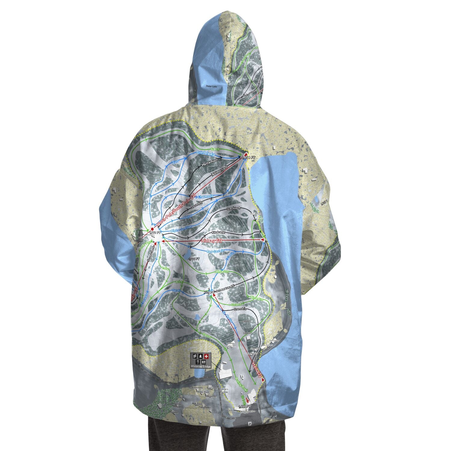 Whitecap Mountains, Wisconsin Ski Trail Map - Snug Hoodie