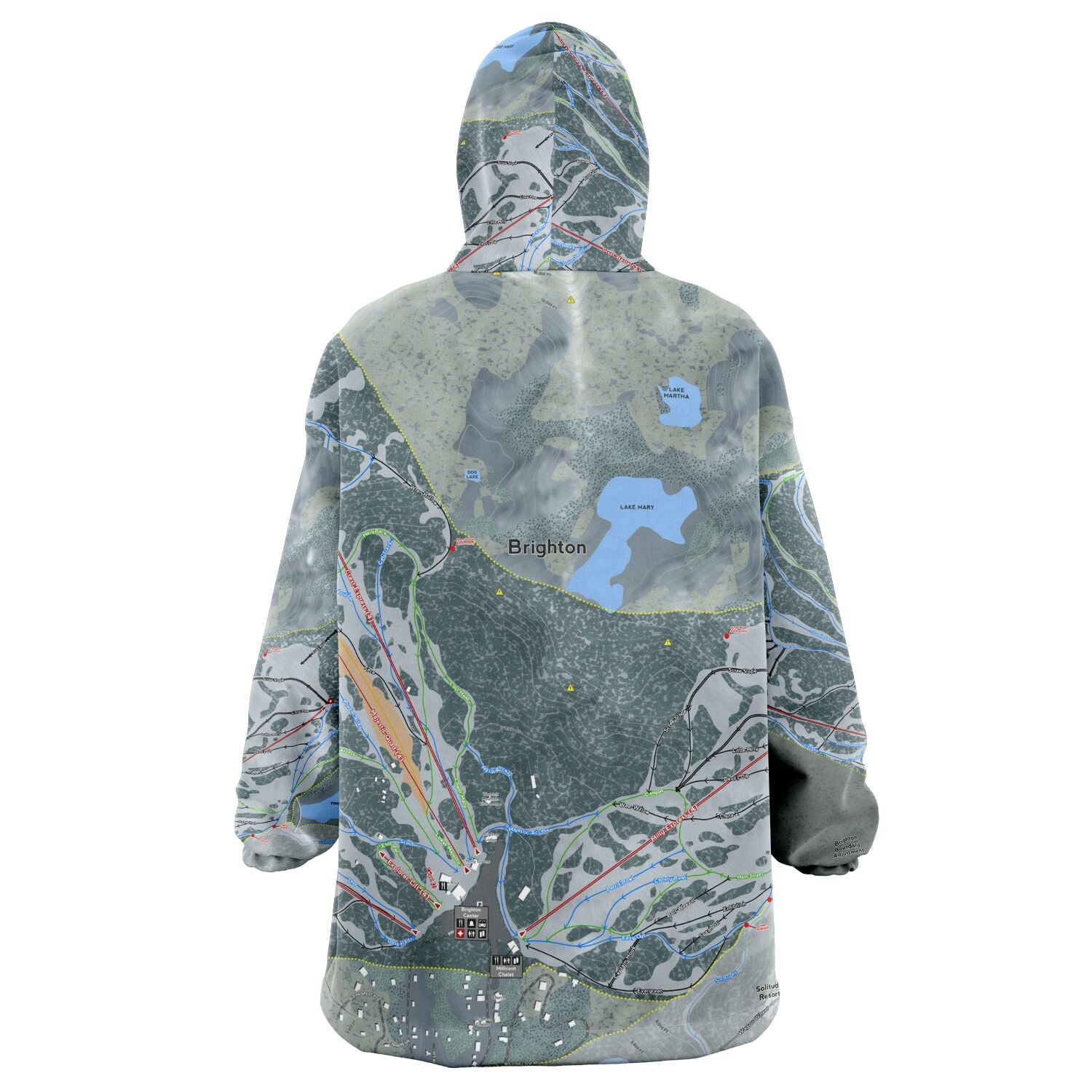 Brighton, Utah Ski Trail Map - Snug Hoodie