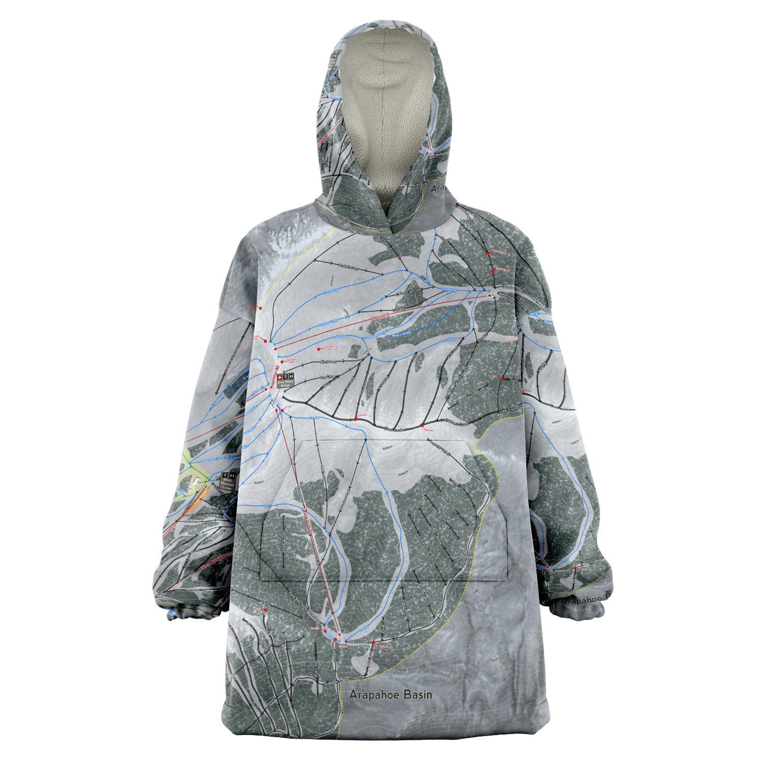 Arapahoe Basin, Colorado Ski Trail Map - Snug Hoodie