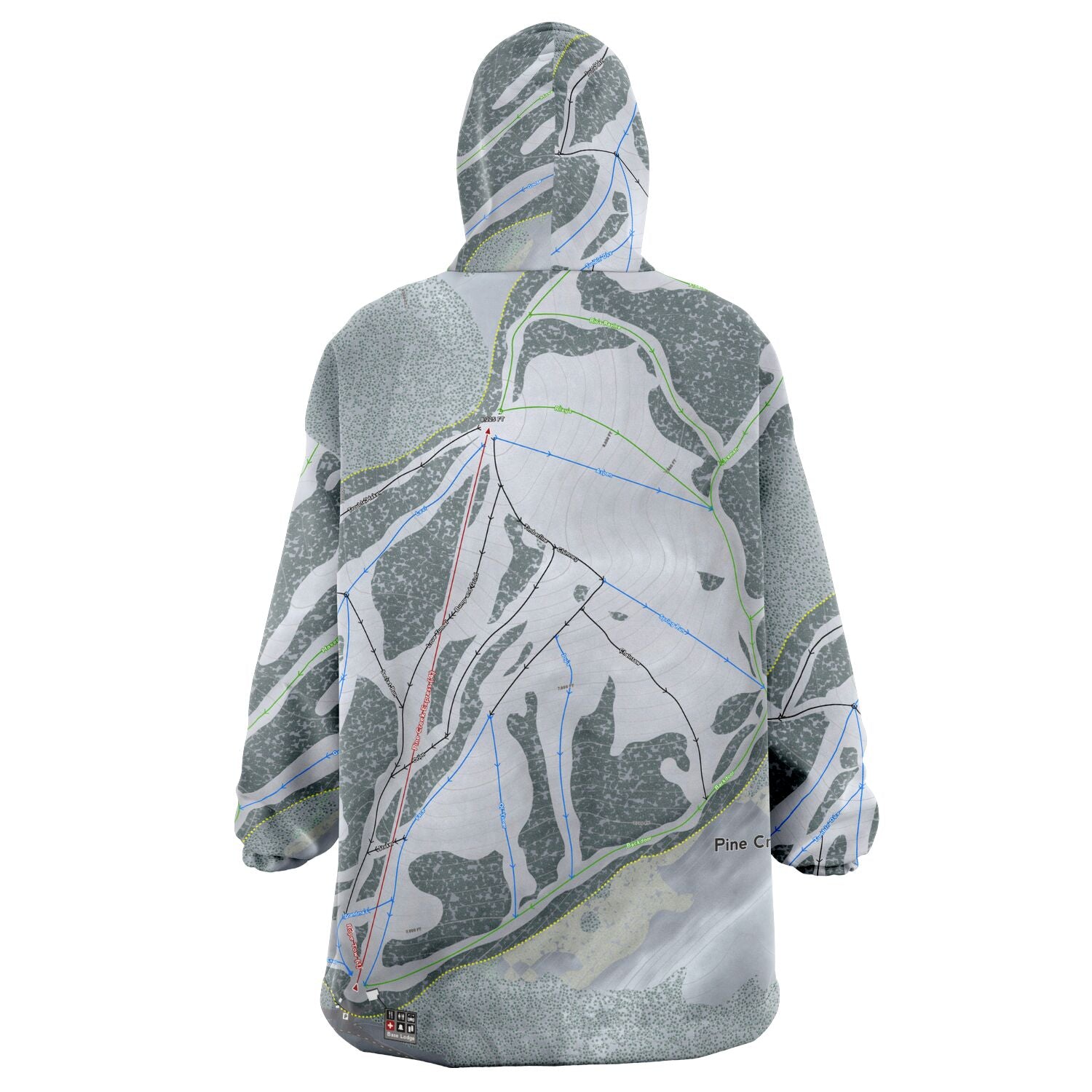 Pine Creek, Wyoming Ski Trail Map Snug Hoodie