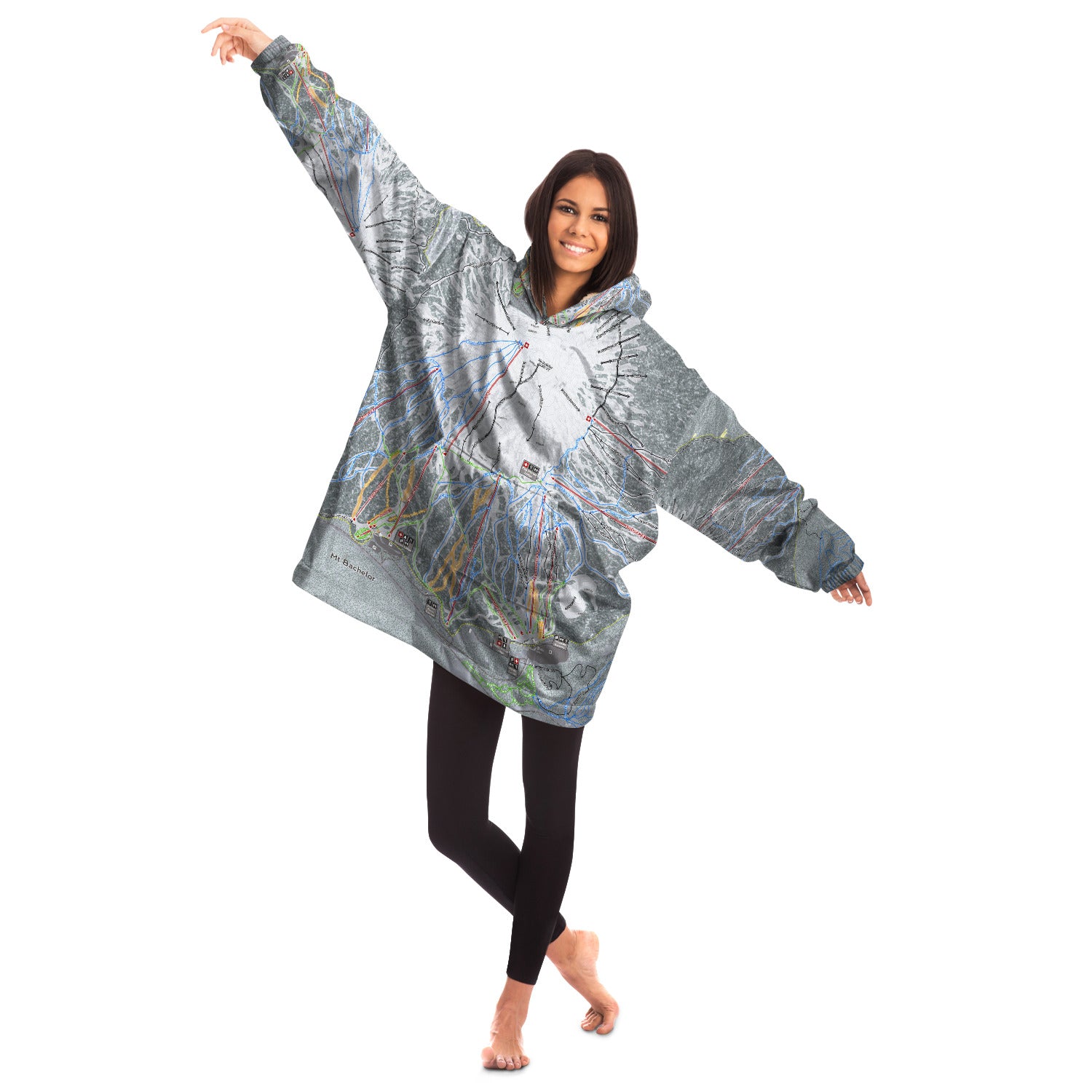 Mt Bachelor, Oregon Ski Trail Map - Snug Hoodie