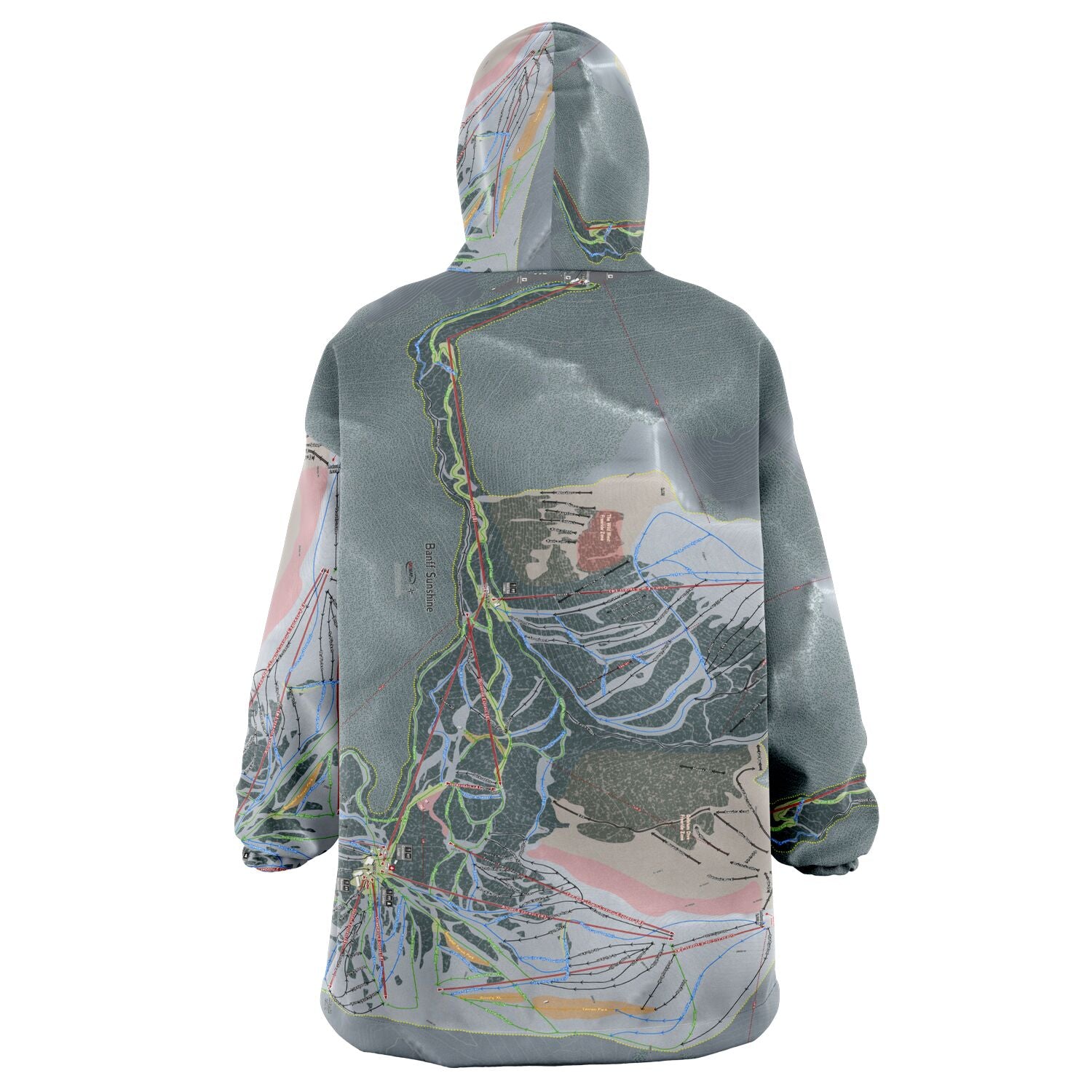 Banff Sunshine, Alberta Ski Trail Map - Snug Hoodie