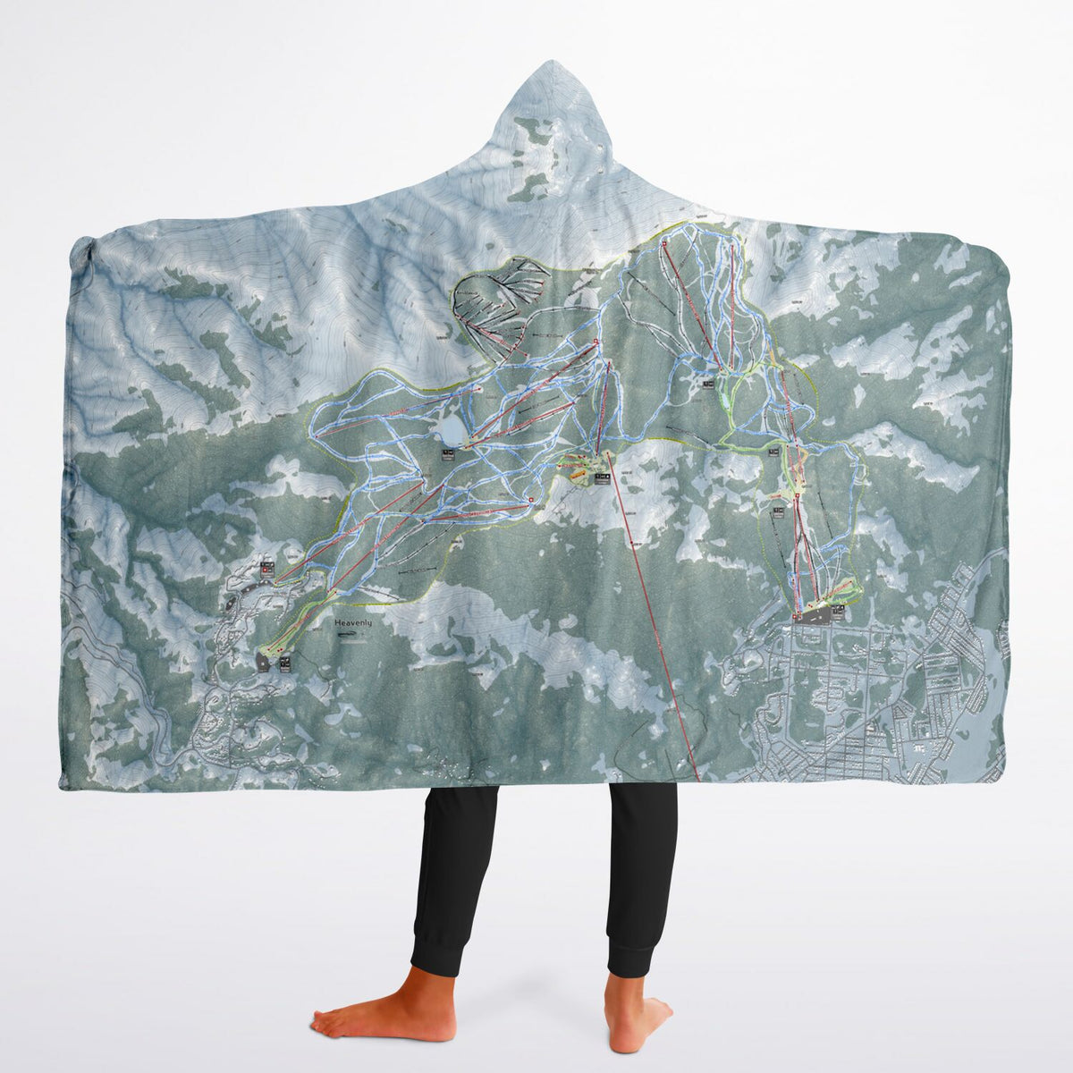 Heavenly, Nevada Ski Trail Map - Youth Hooded Blanket