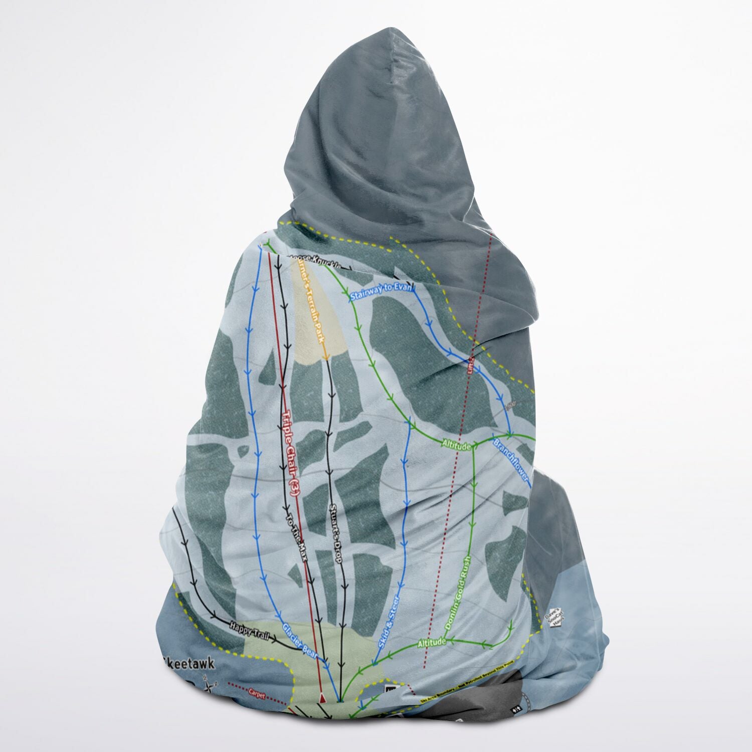 Skeetawk, Alaska Ski Trail Map - Adult Hooded Blanket