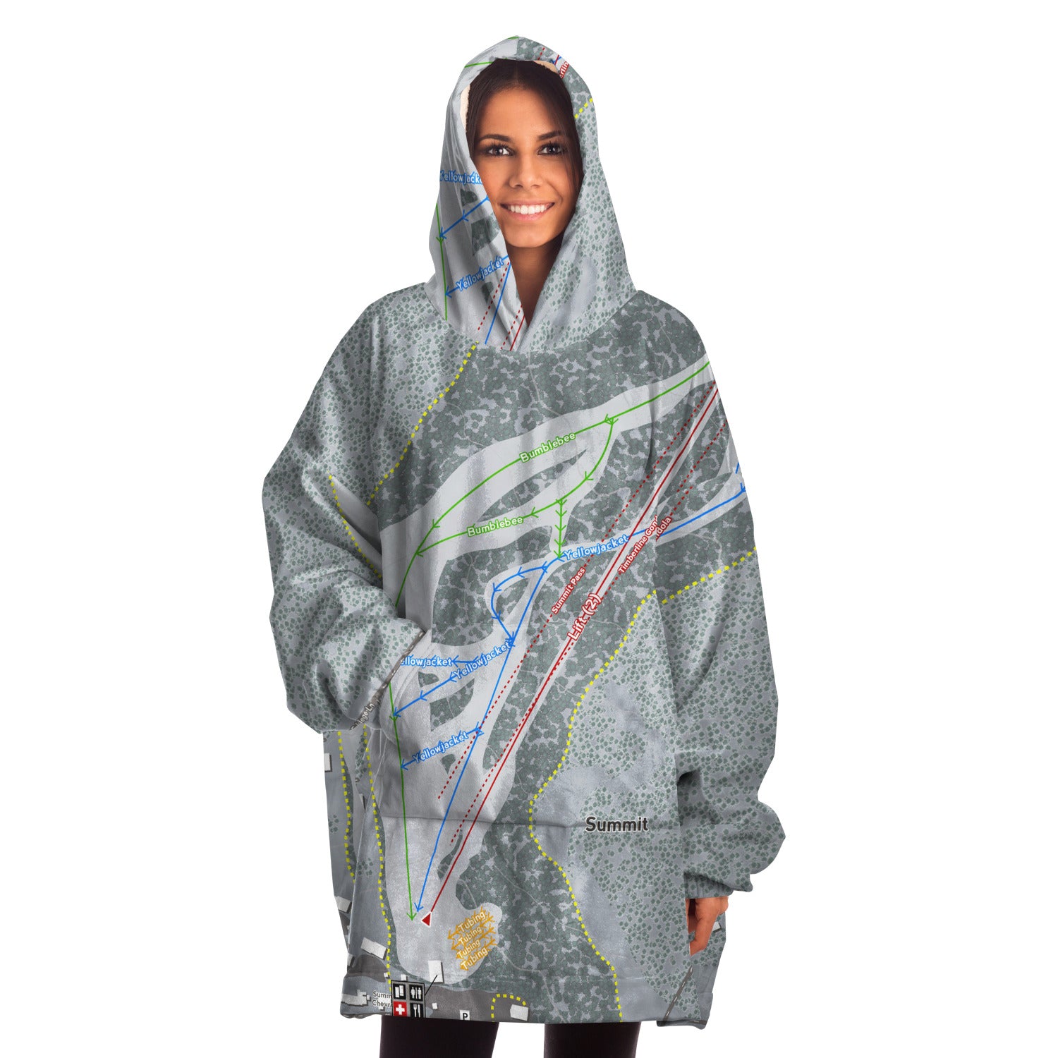 Summit, Oregon Ski Trail Map Snug Hoodie