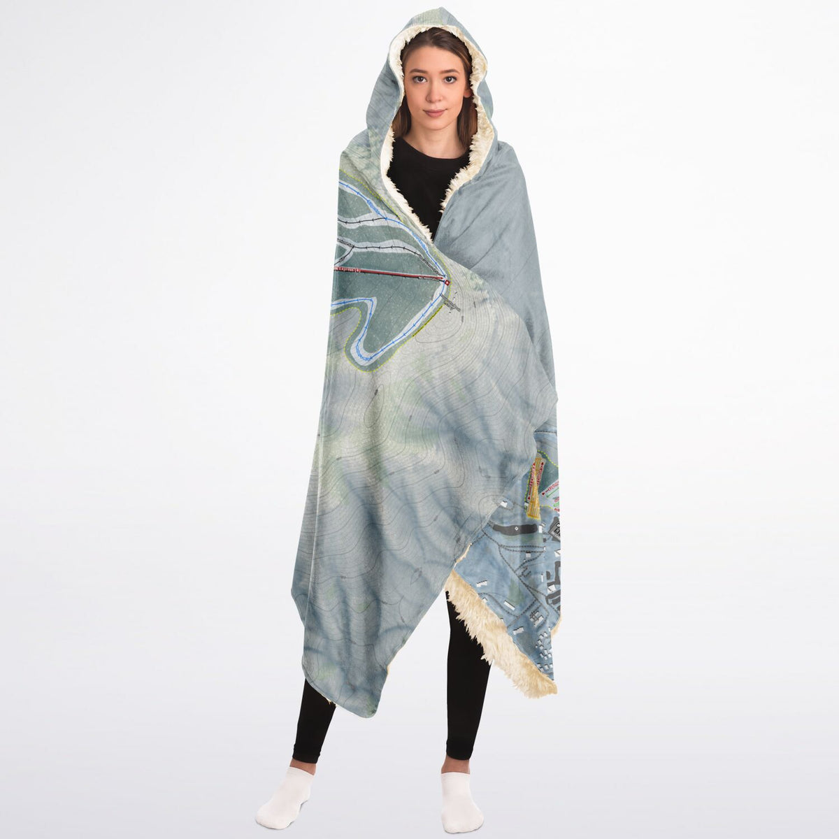 Massanutten, Virginia Ski Trail Map - Adult Hooded Blanket