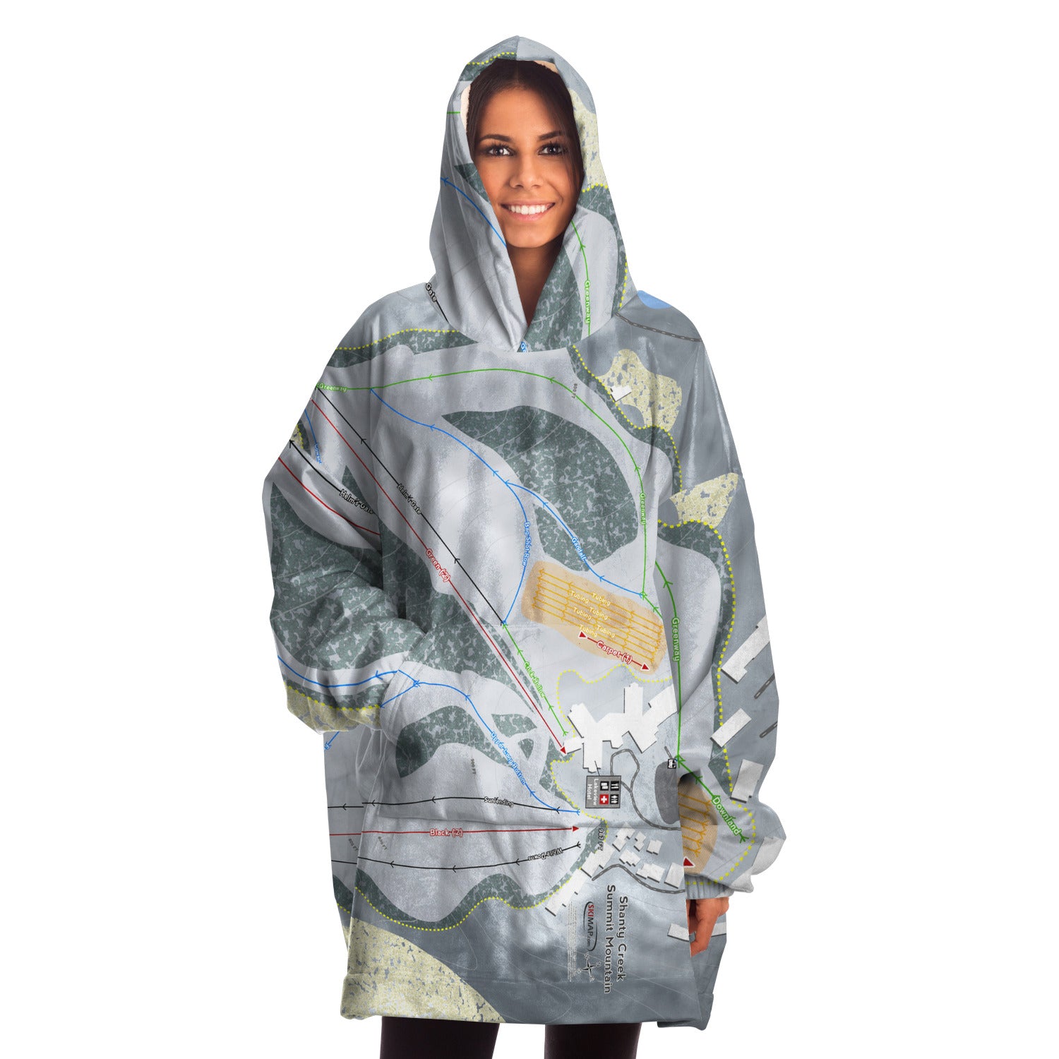 Shanty Creek Summit Mtn, Michigan Ski Trail Map - Snug Hoodie