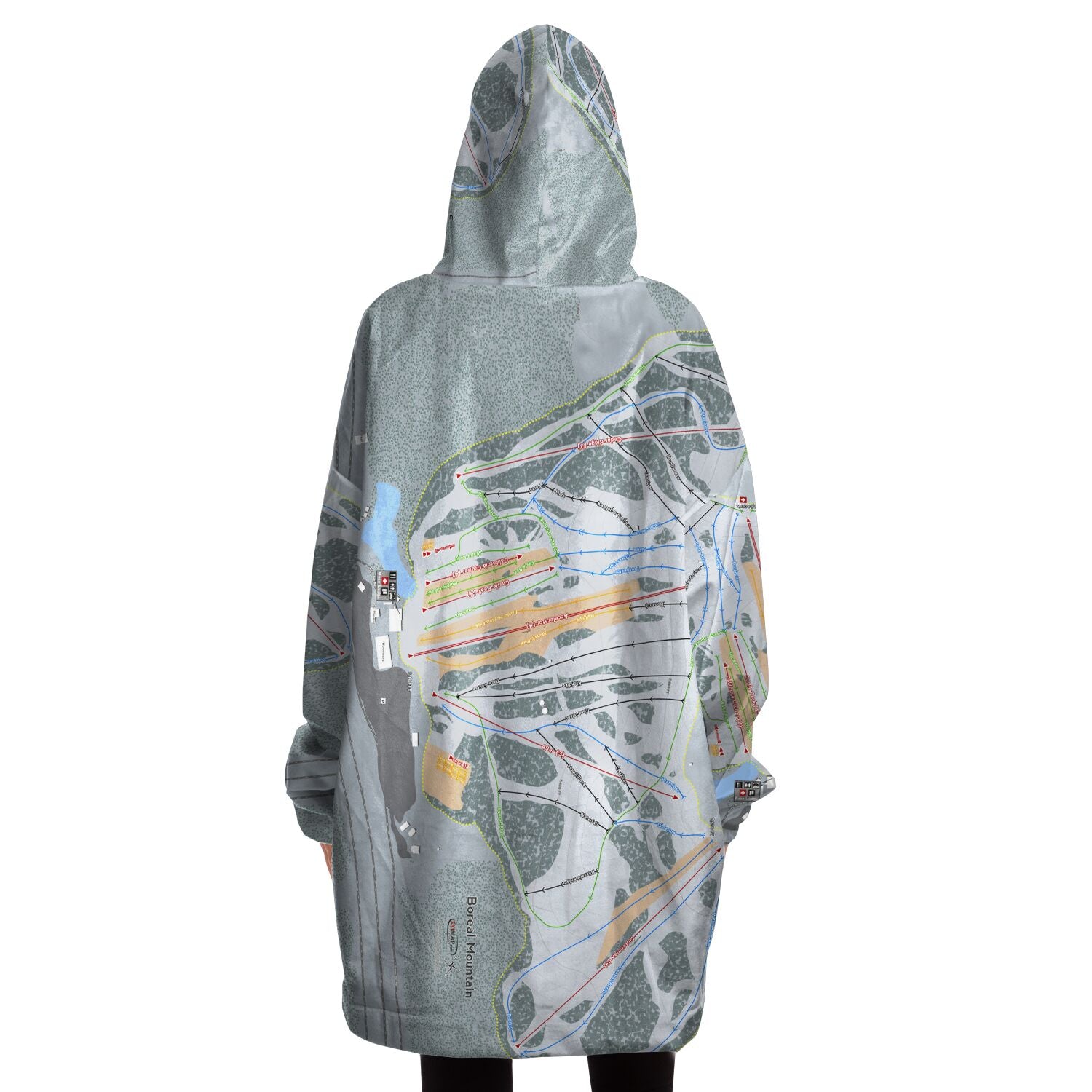 Boreal Mountain, California Ski Trail Map - Snug Hoodie