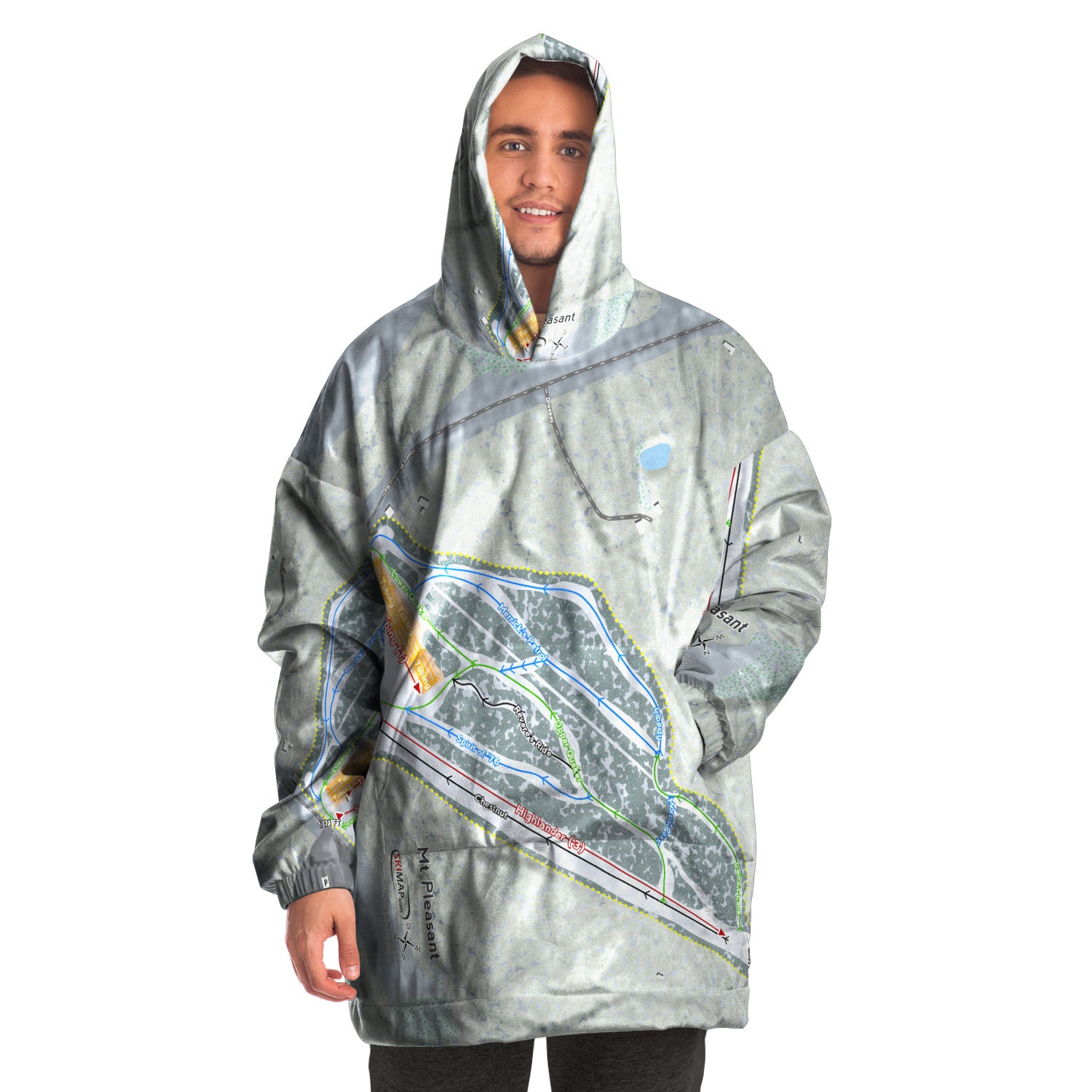 Mt Pleasant, Pennsylvania Ski Trail Map Snug Hoodie