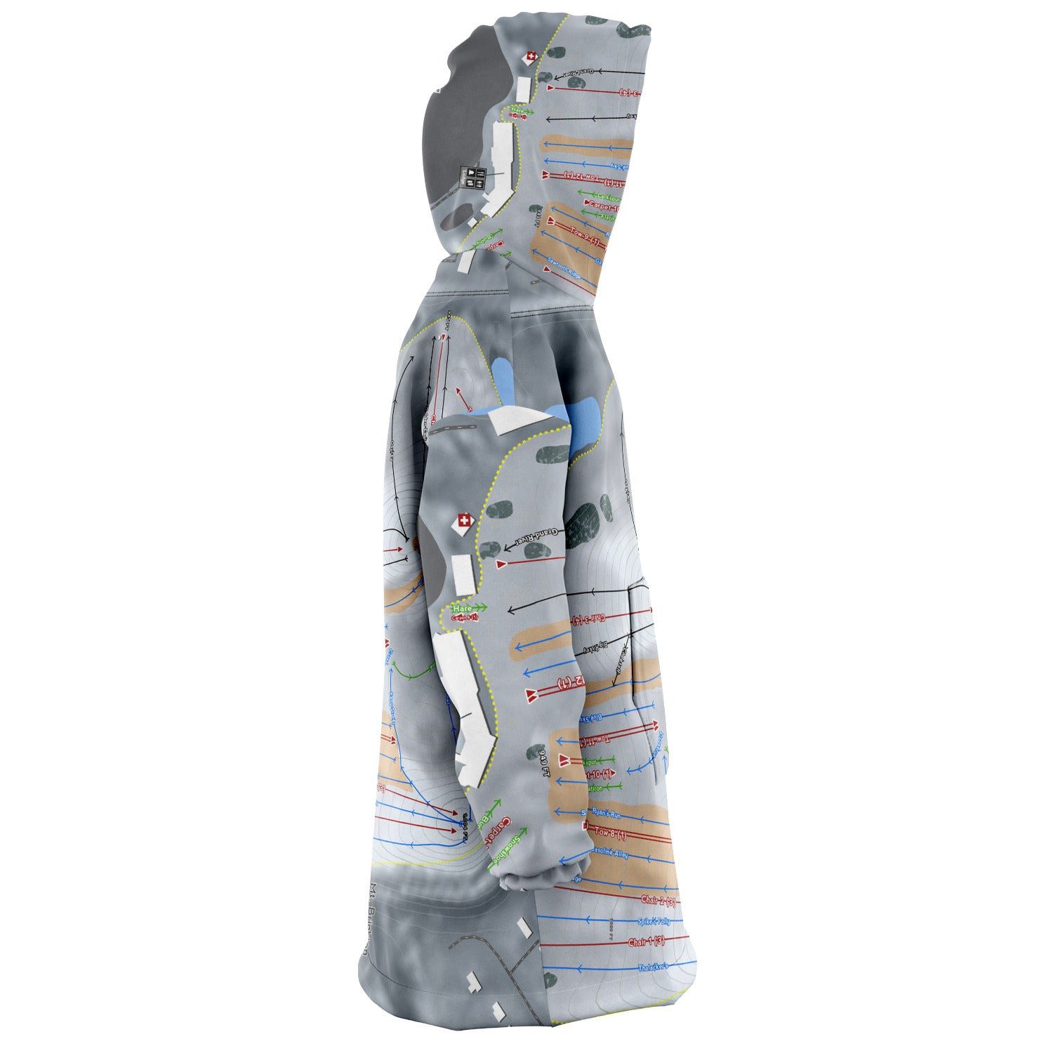 Mt Brighton, Michigan Ski Trail Map Snug Hoodie