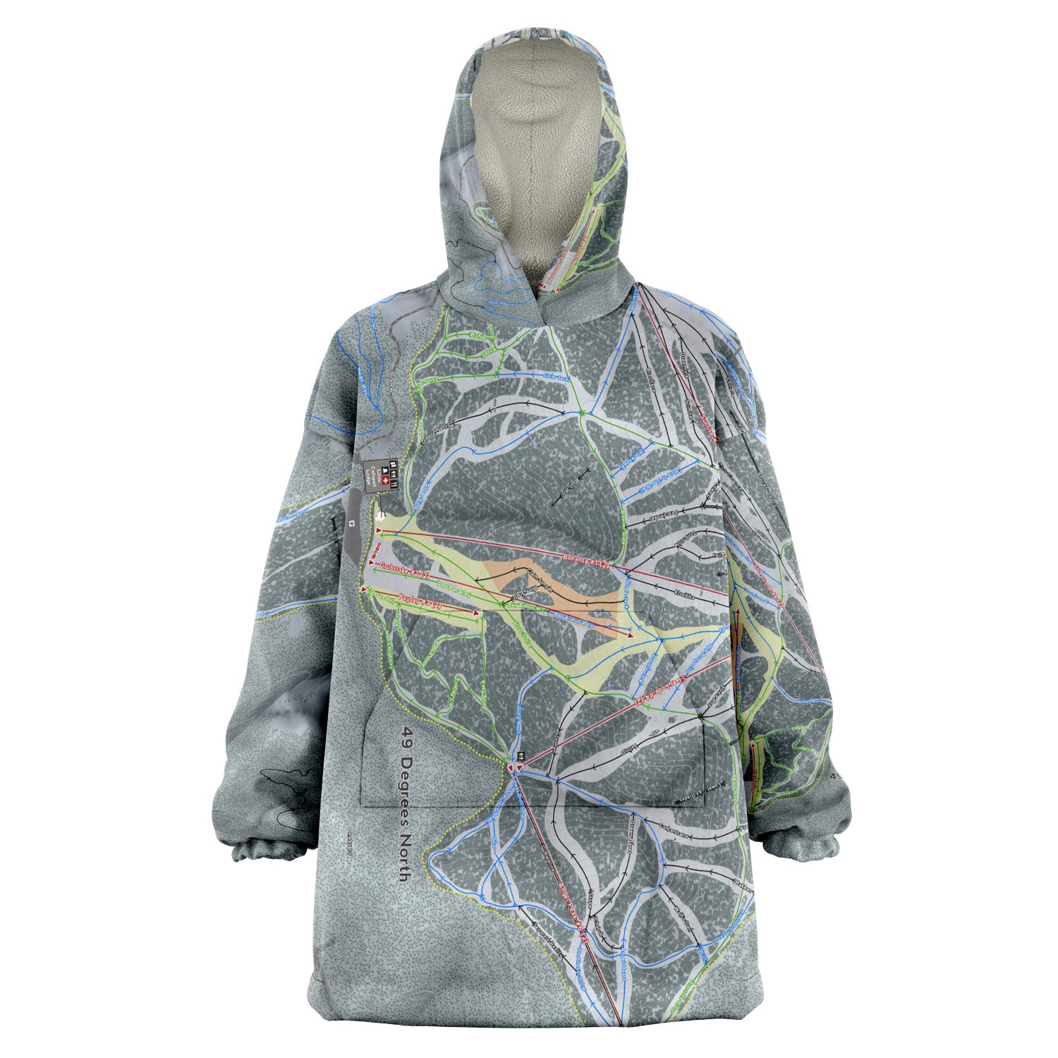 49 Degrees North, Washington Ski Trail Map - Snug Hoodie