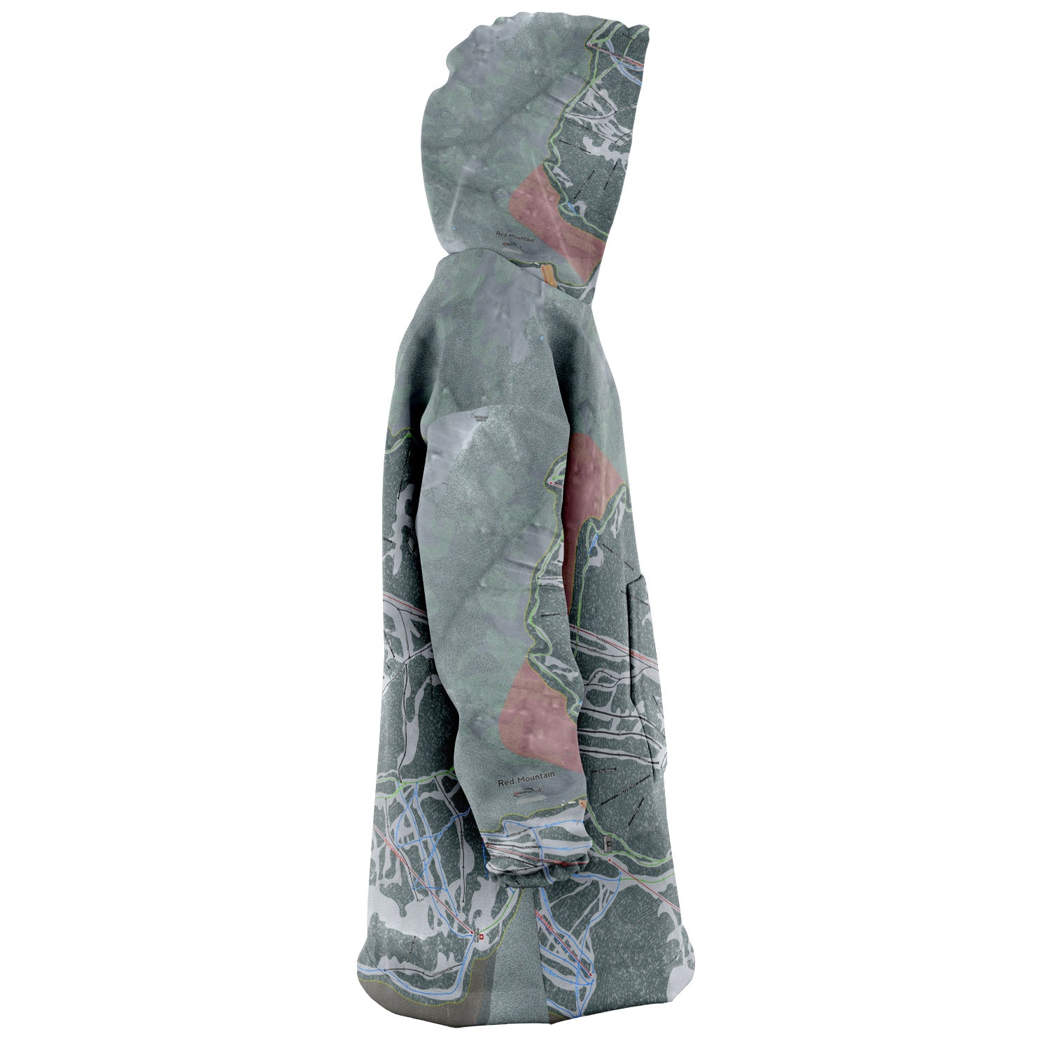 Red Mountain, British Columbia Ski Trail Map Snug Hoodie