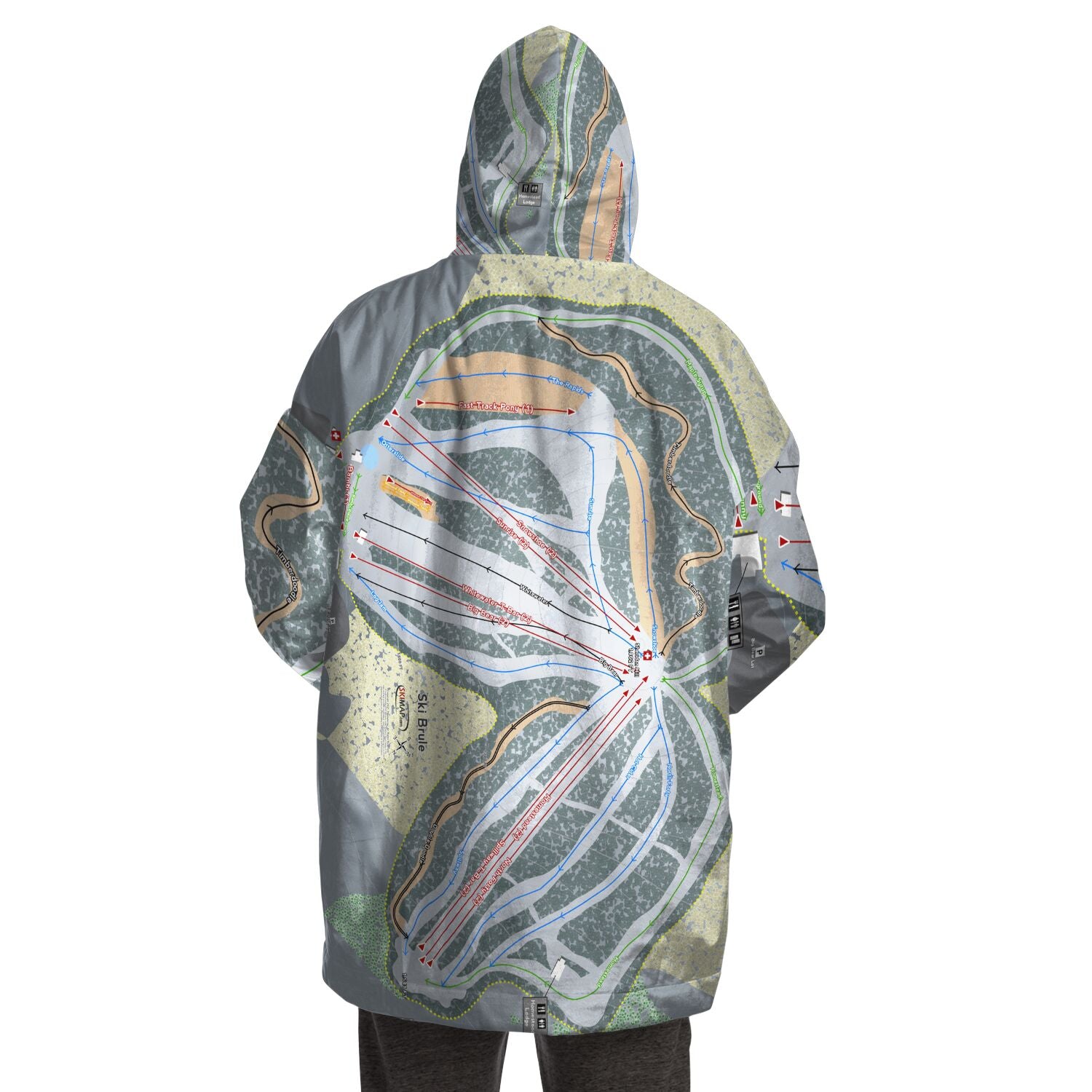 Ski Brule, Michigan Ski Trail Map Snug Hoodie