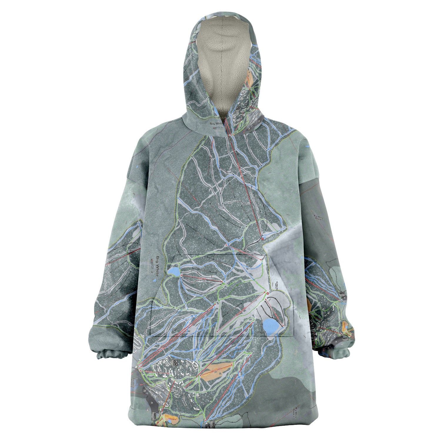 Big White, British Columbia Ski Trail Map Snug Hoodie