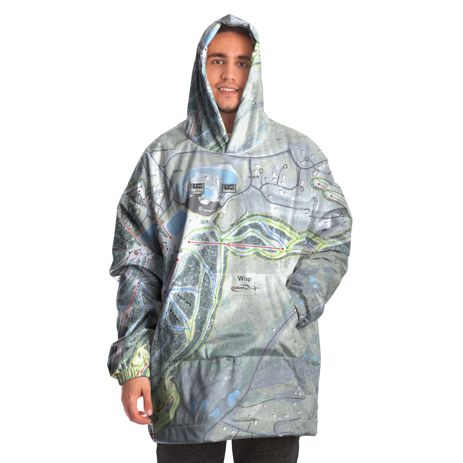 Wisp, Maryland Ski Trail Map - Snug Hoodie