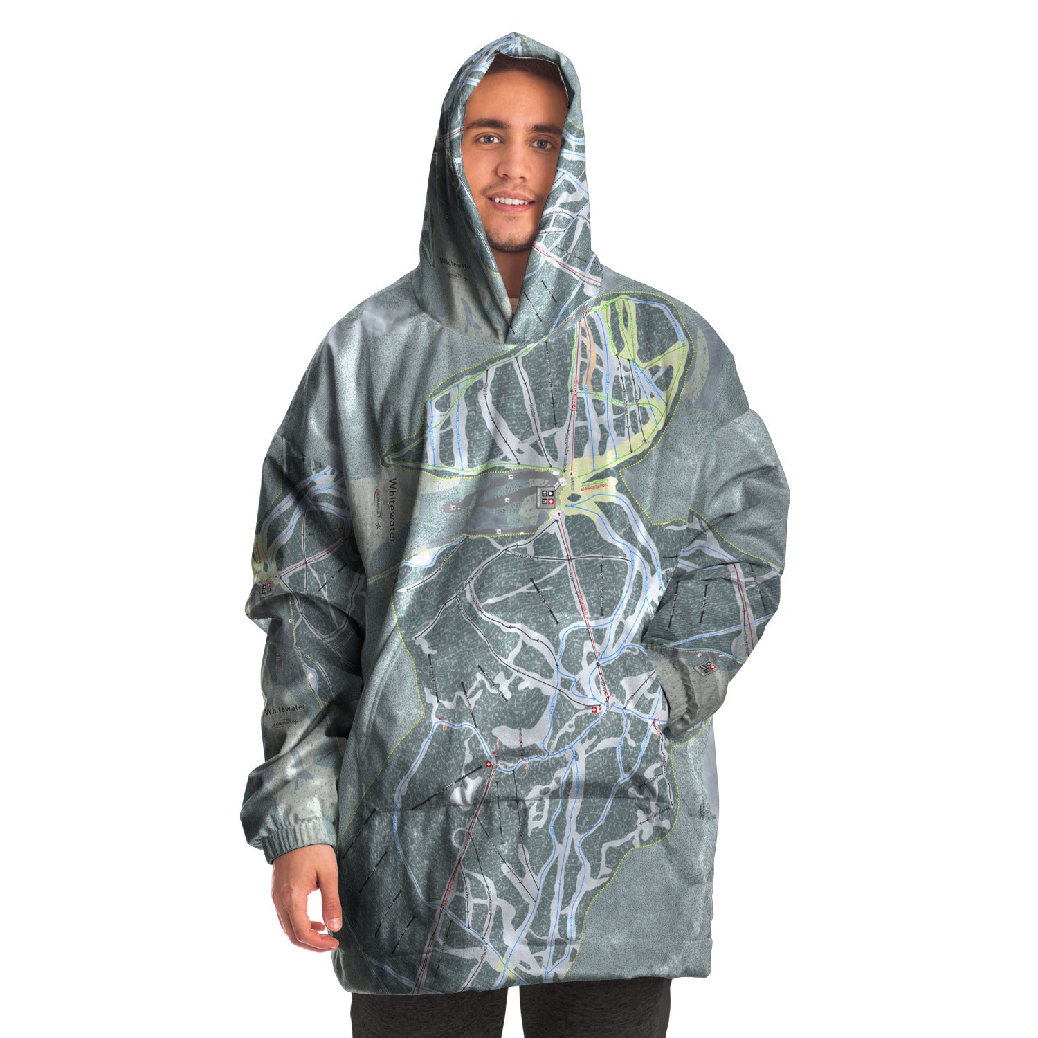 Whitewater, British Columbia Ski Trail Map Snug Hoodie