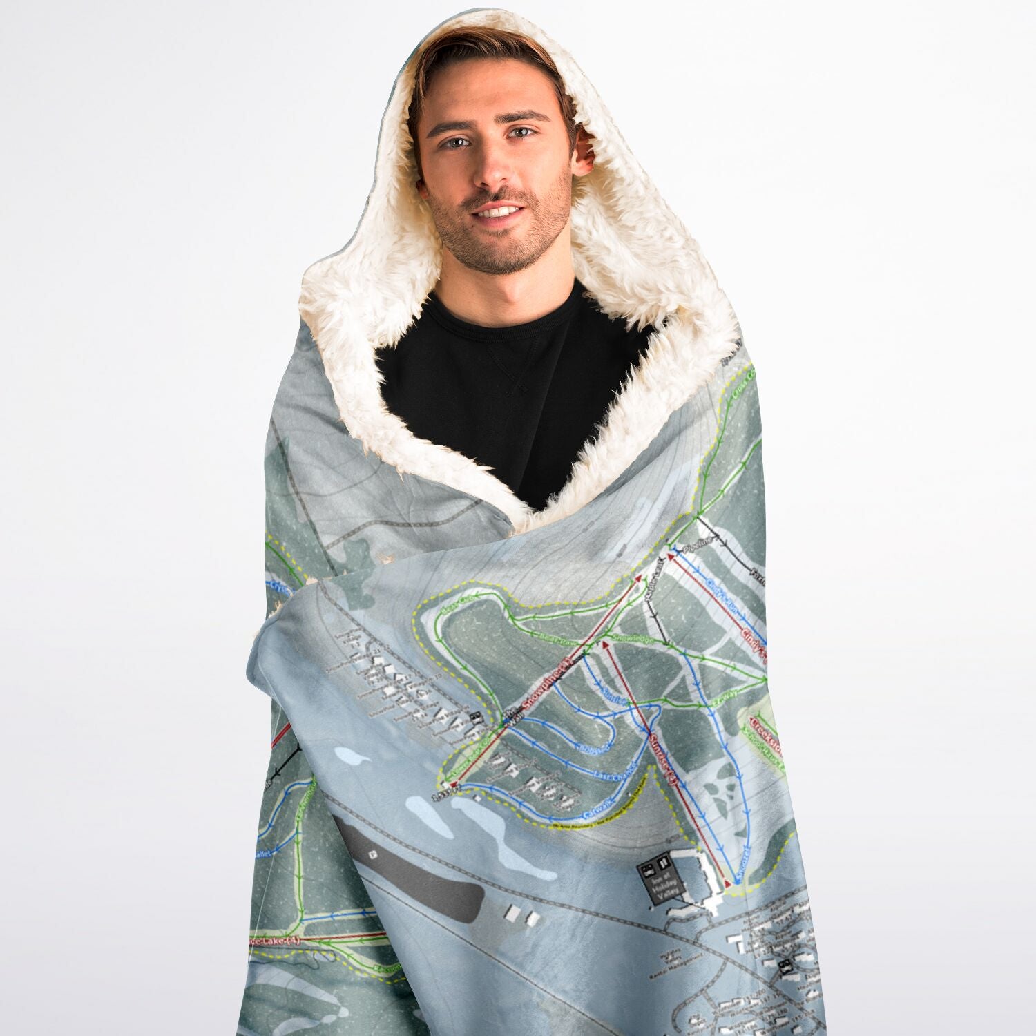 Holiday Valley, New York Ski Trail Map - Adult Hooded Blanket