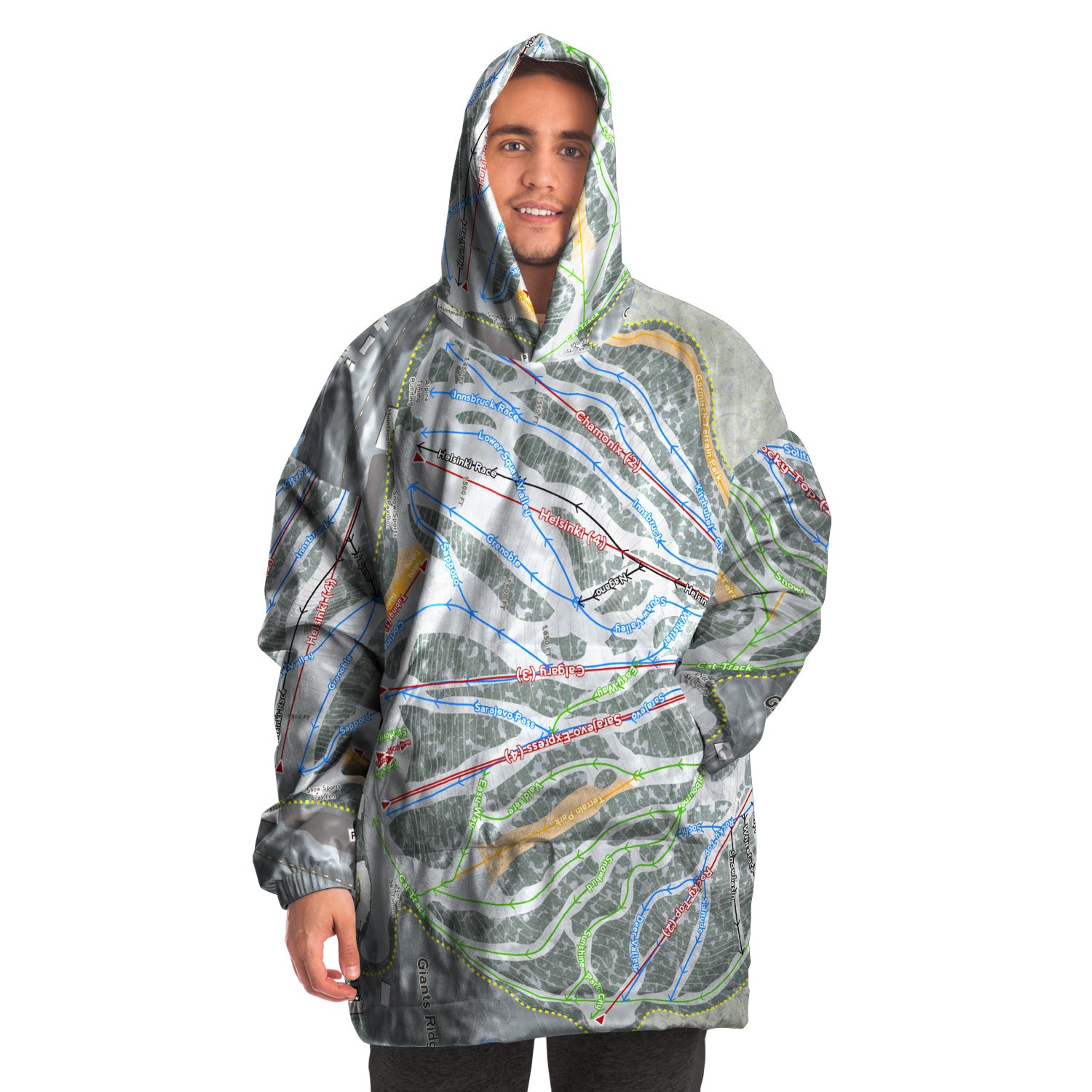 Giants Ridge, Minnesota Ski Trail Map Snug Hoodie