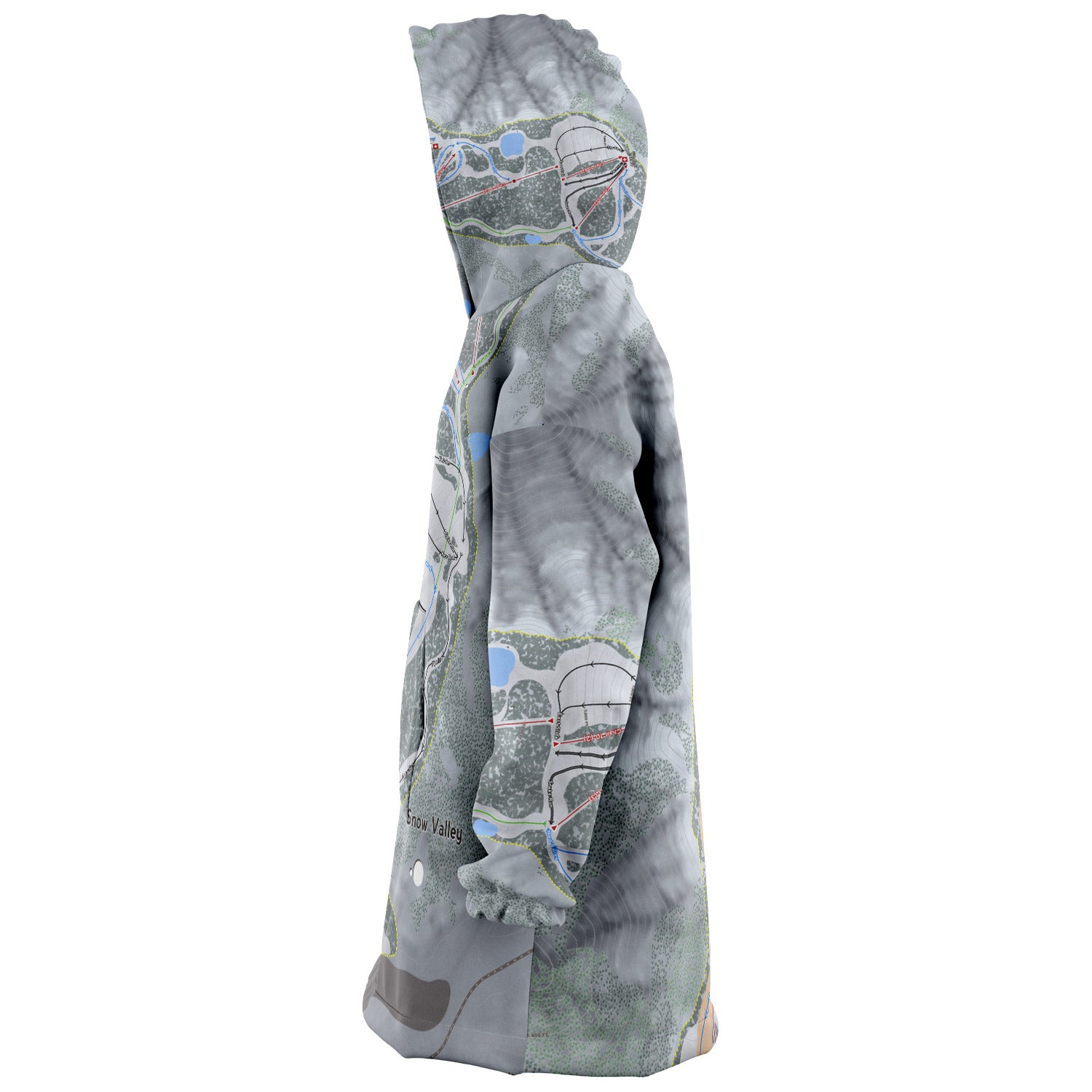 Snow Valley, California Ski Trail Map - Snug Hoodie