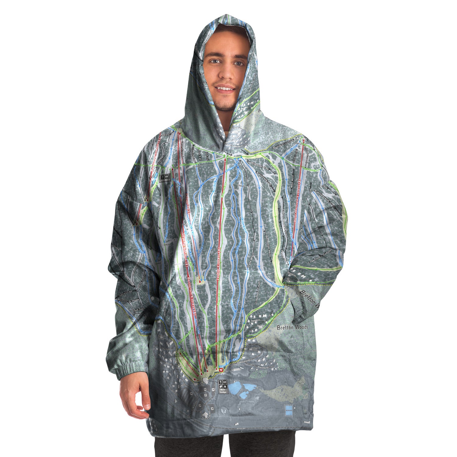 Bretton Woods, New Hampshire Ski Trail Map - Snug Hoodie