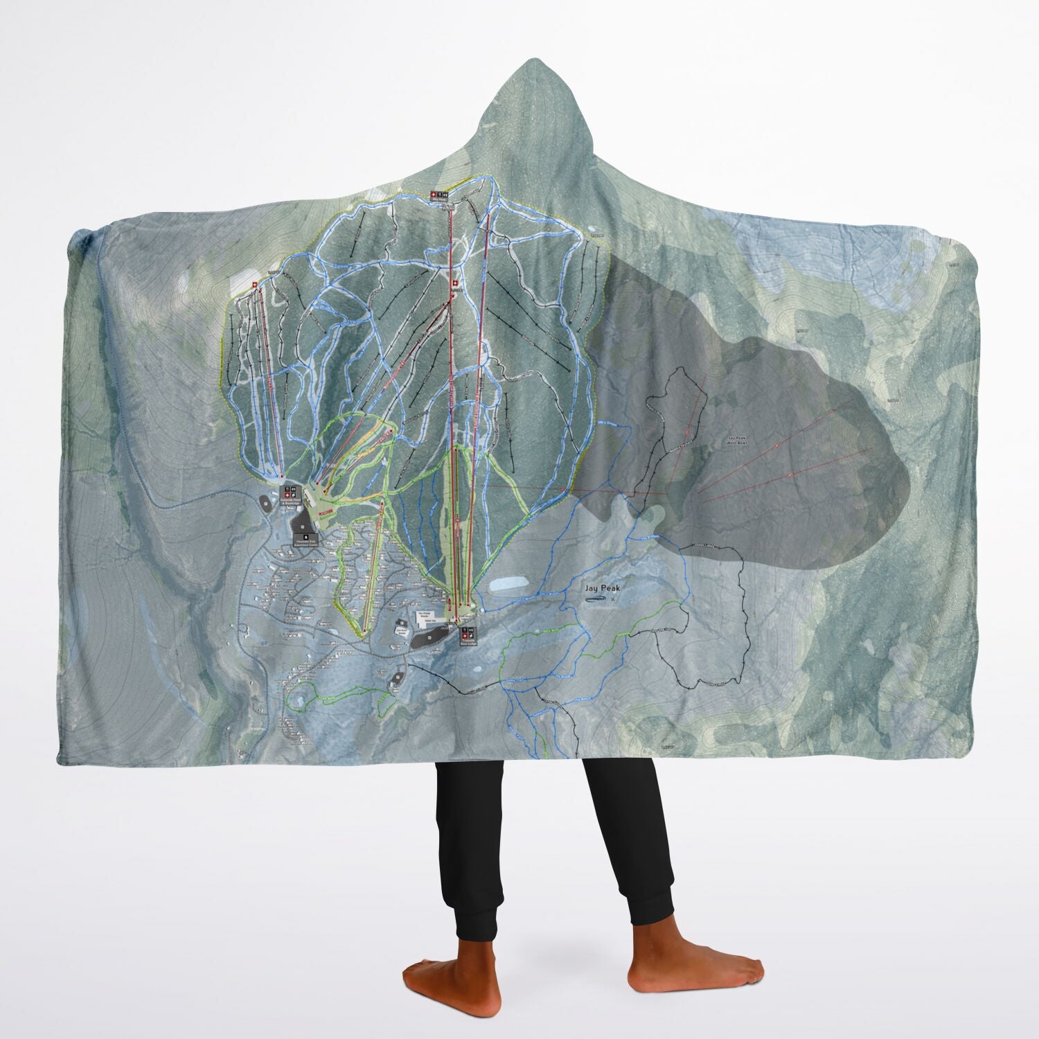 Jay Peak, Vermont Ski Trail Map - Youth Hooded Blanket