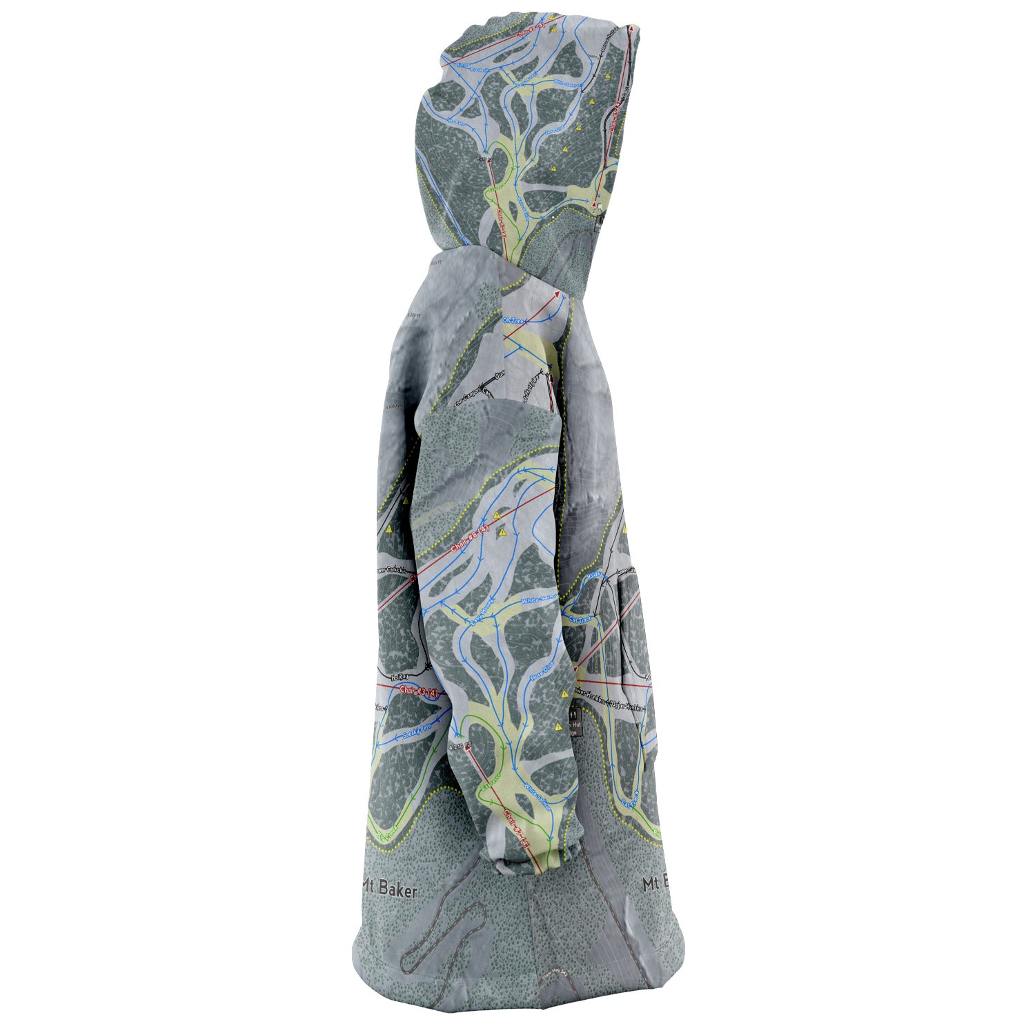 Mt. Baker, Washington Ski Trail Map - Snug Hoodie