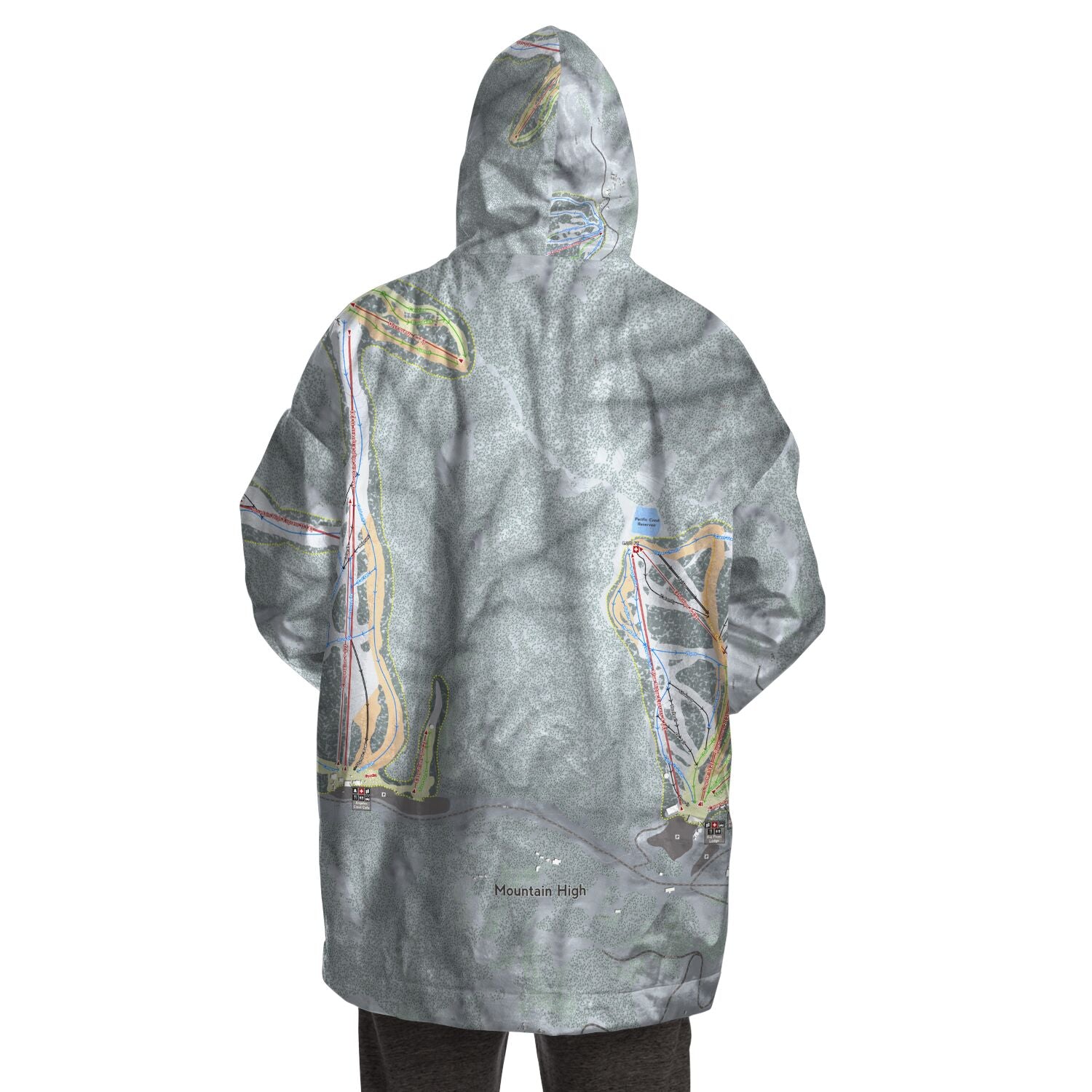 Mountain High, California Ski Trail Map - Snug Hoodie