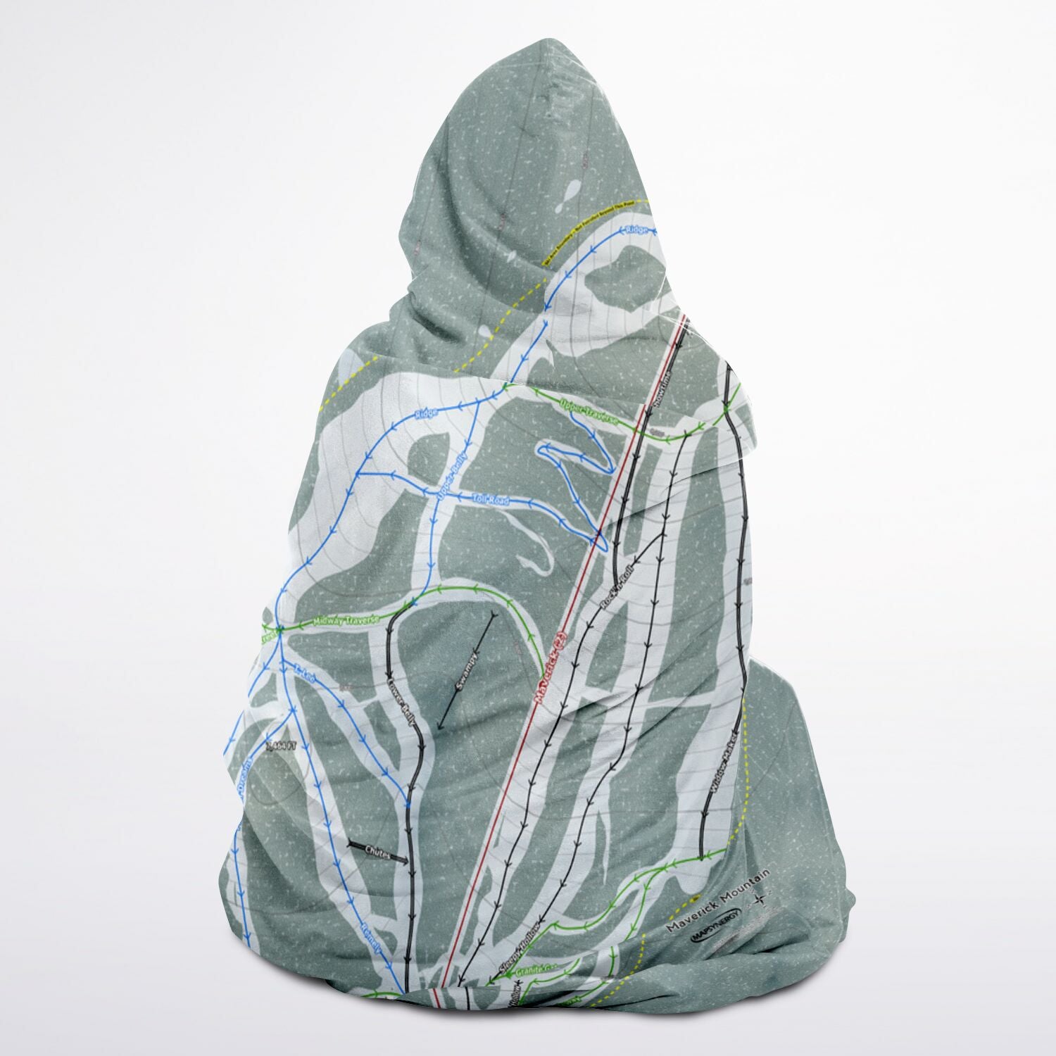 Maverick, Montana Ski Trail Map - Youth Hooded Blanket