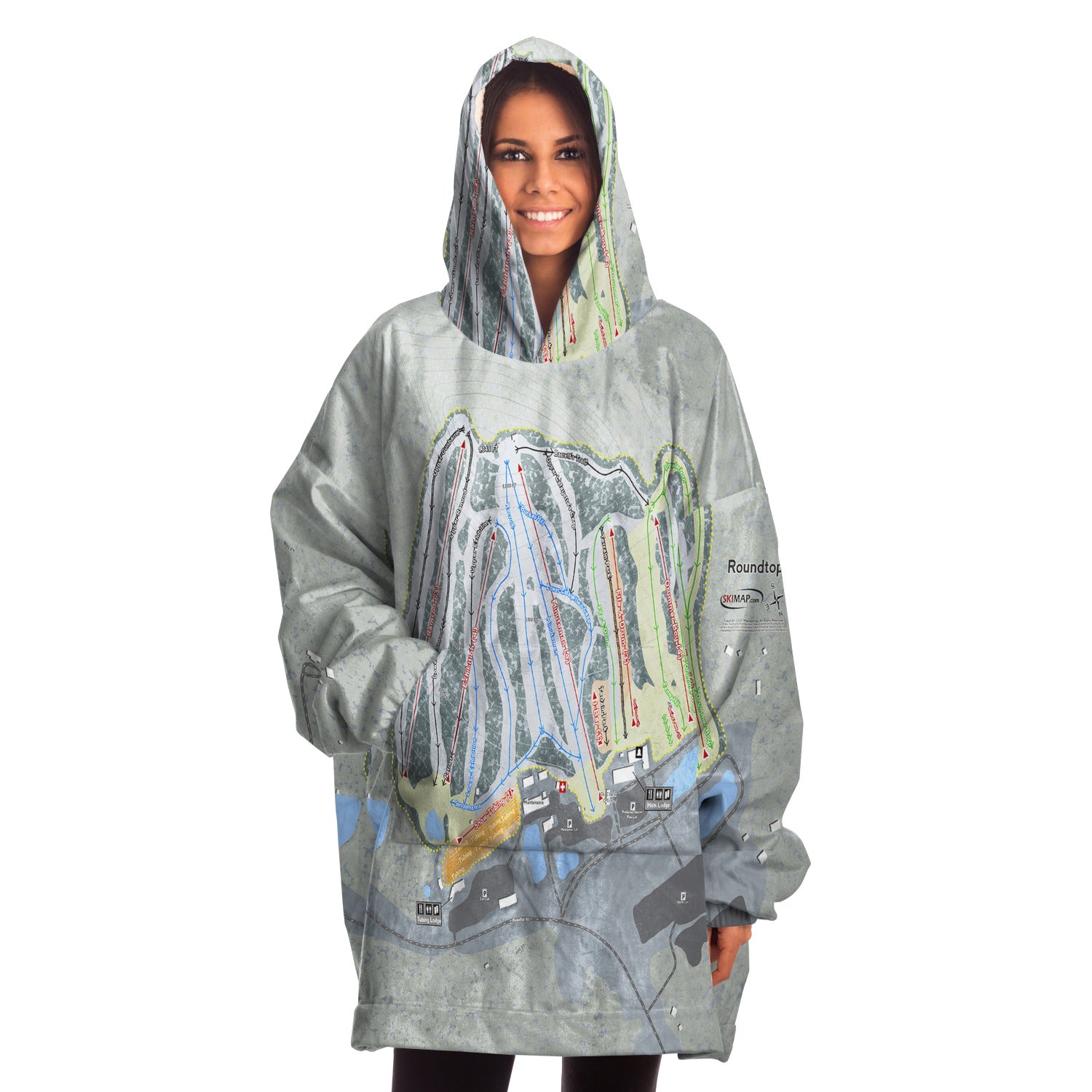 Roundtop, Pennsylvania Ski Trail Map - Snug Hoodie