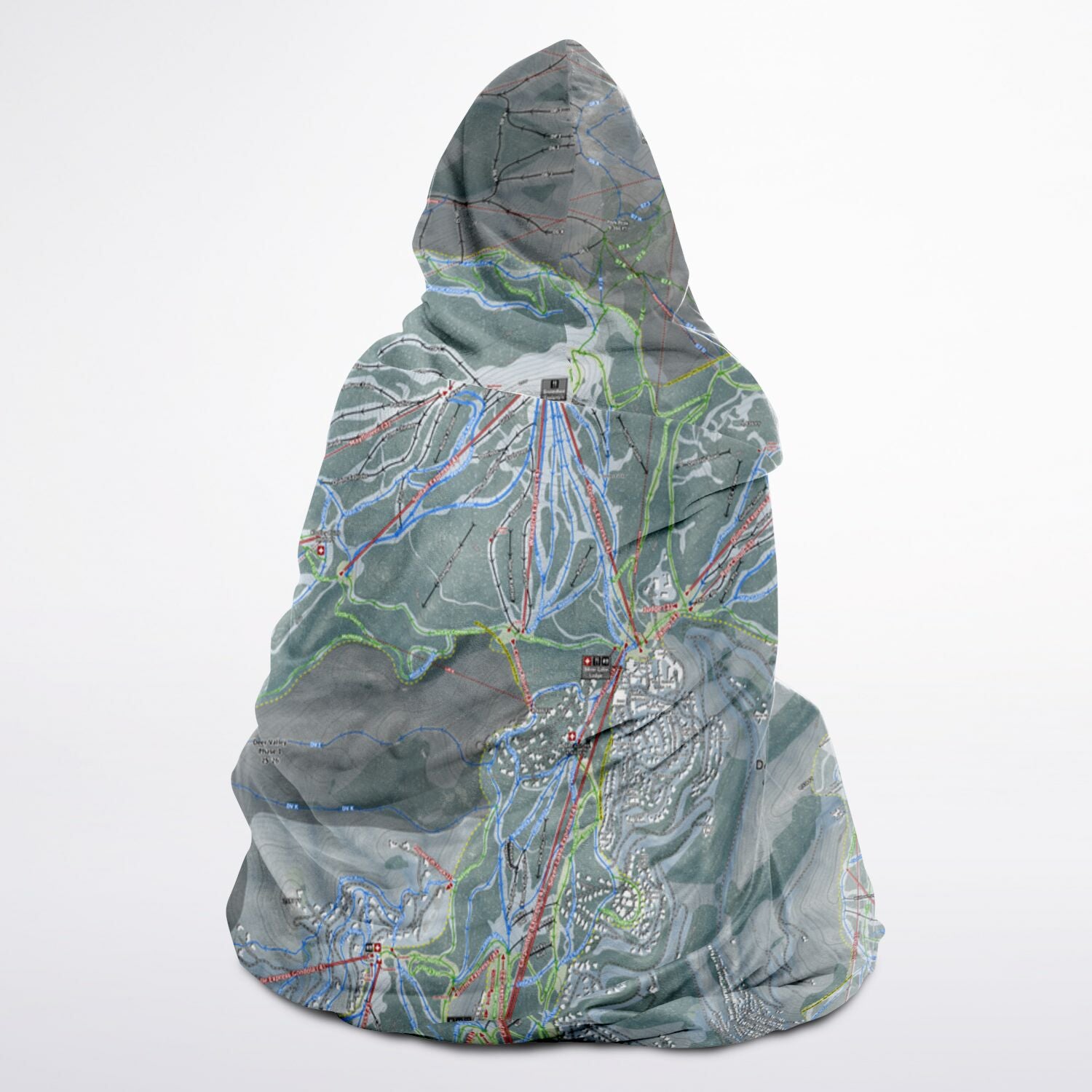 Deer Valley, Utah Ski Trail Map - Adult Hooded Blanket