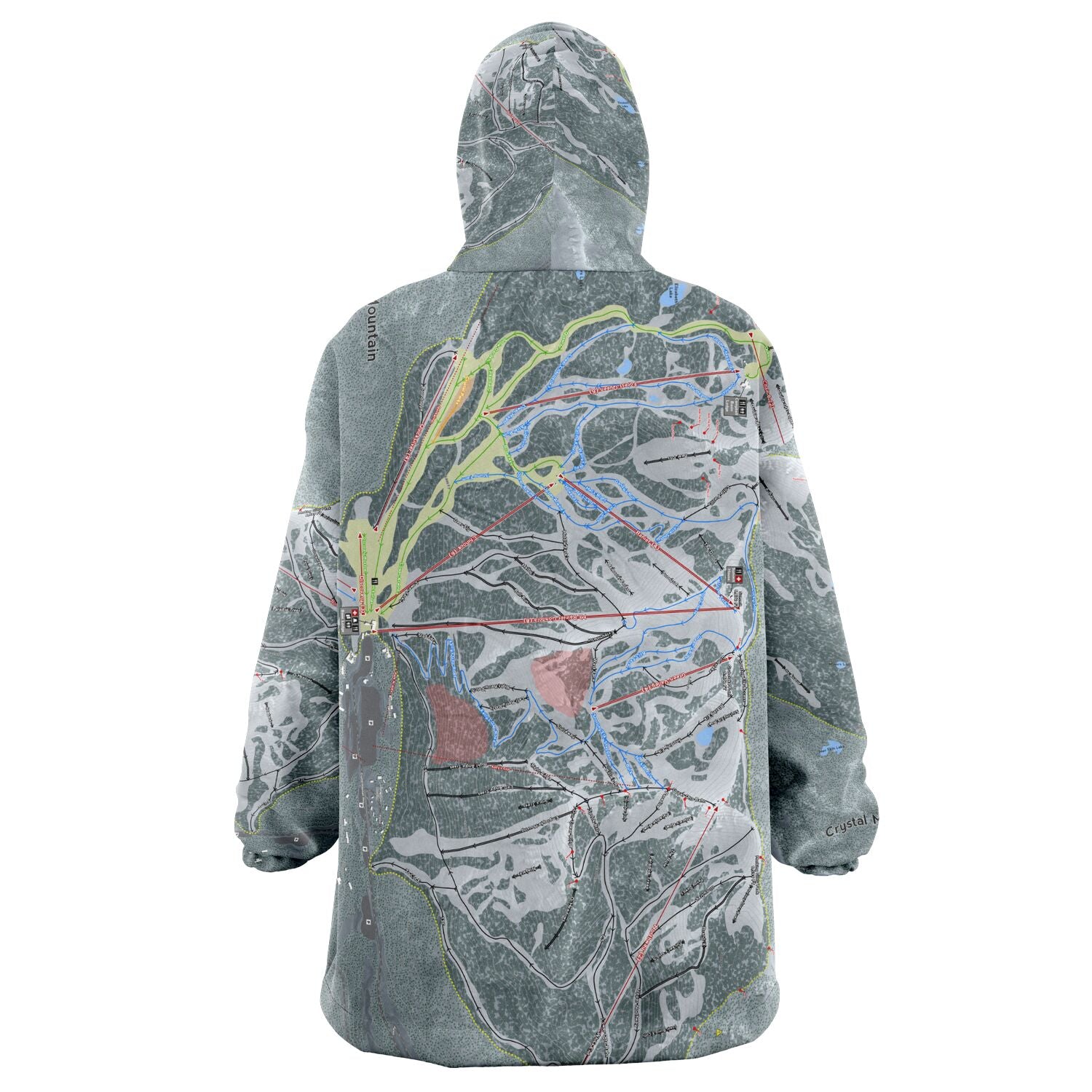 Crystal Mountain, Washington Ski Trail Map - Snug Hoodie