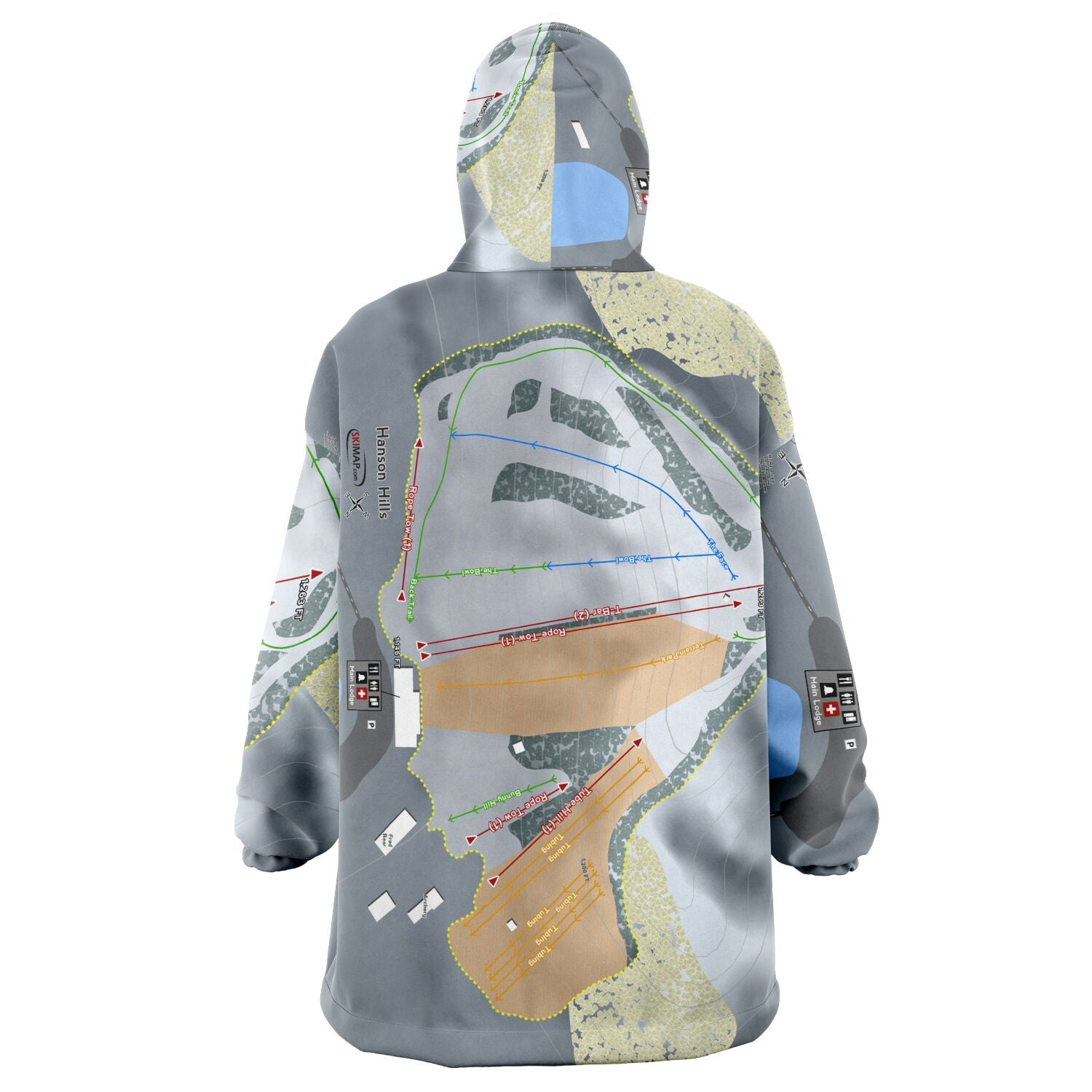 Hanson Hills, Michigan Ski Trail Map Snug Hoodie