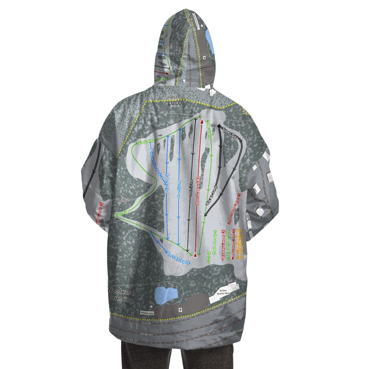 Woodward, Utah Ski Trail Map - Snug Hoodie