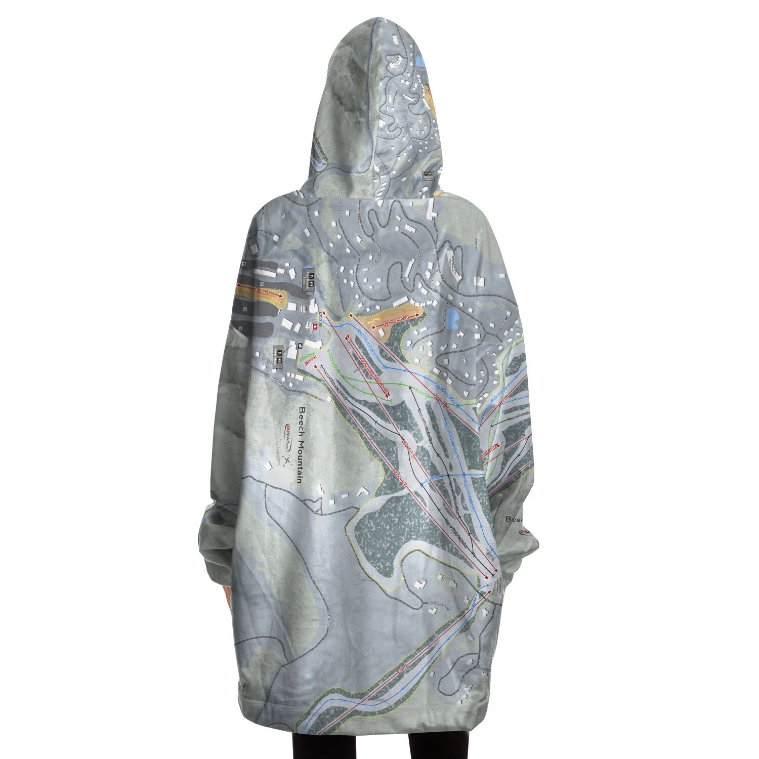 Beech Mountain, North Carolina Ski Trail Map Snug Hoodie