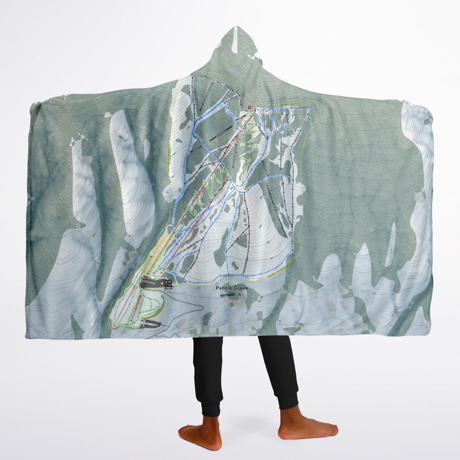 Pebble Creek, Idaho Ski Trail Map - Youth Hooded Blanket