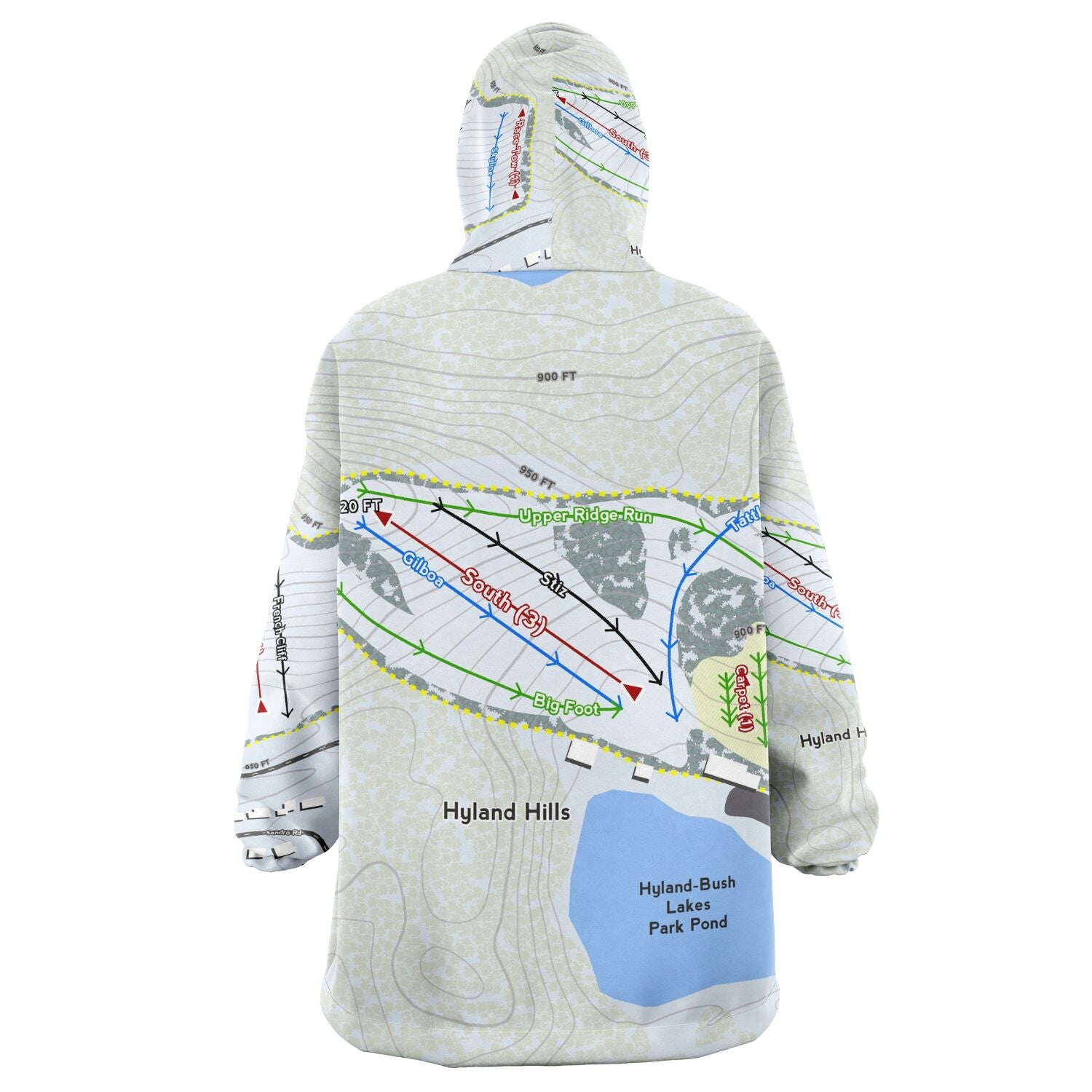 Hyland Hills, Minnesota Ski Trail Map - Snug Hoodie