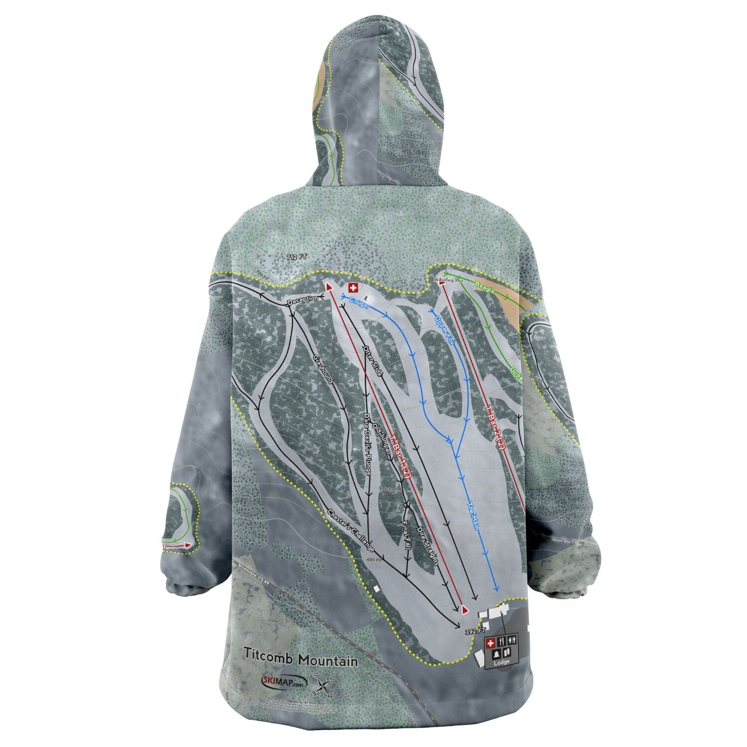 Titcomb Mountain, Maine Ski Trail Map - Snug Hoodie