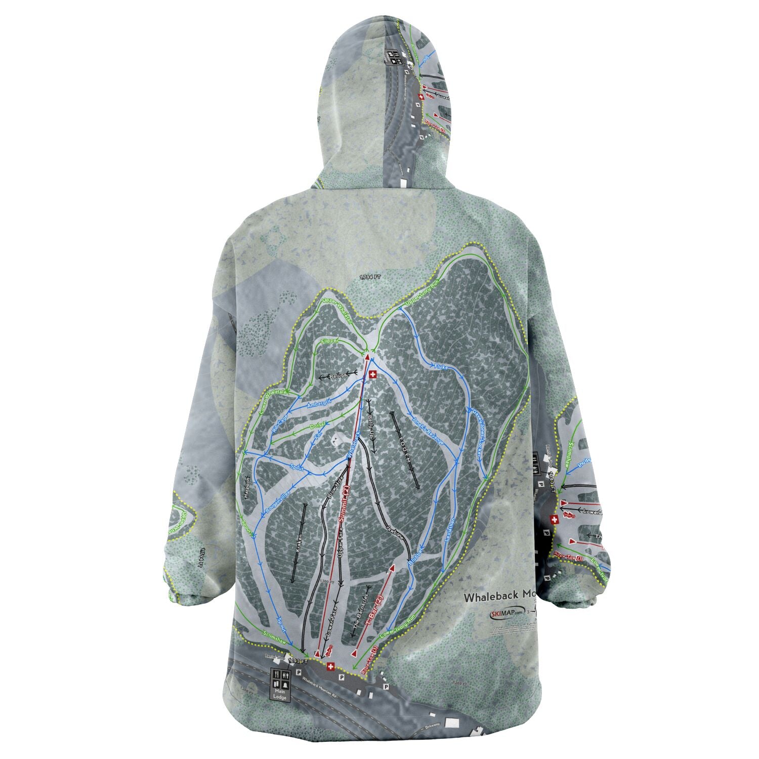 Whaleback Mountain, New Hampshire Ski Trail Map - Snug Hoodie