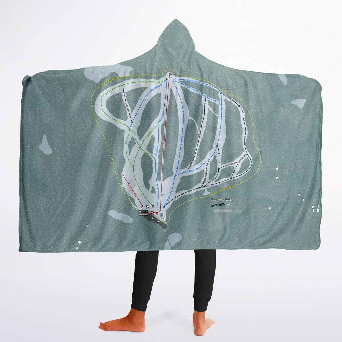 Ferguson Ridge, Oregon Ski Trail Map - Youth Hooded Blanket