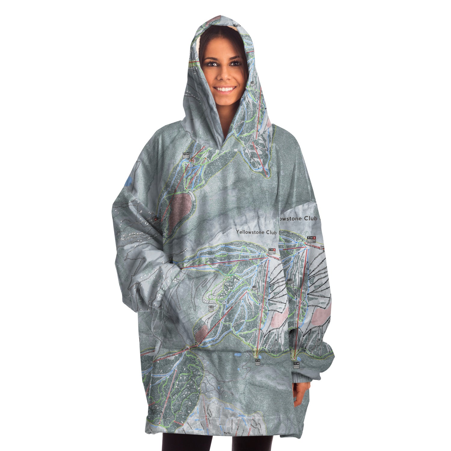 Yellowstone Club, Montana Ski Trail Map - Snug Hoodie