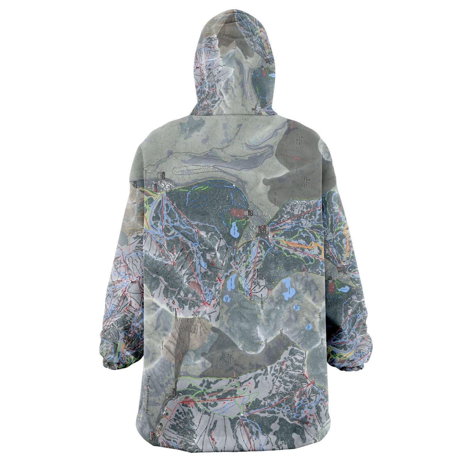 The Cottonwoods, Utah Ski Trail Map - Snug Hoodie