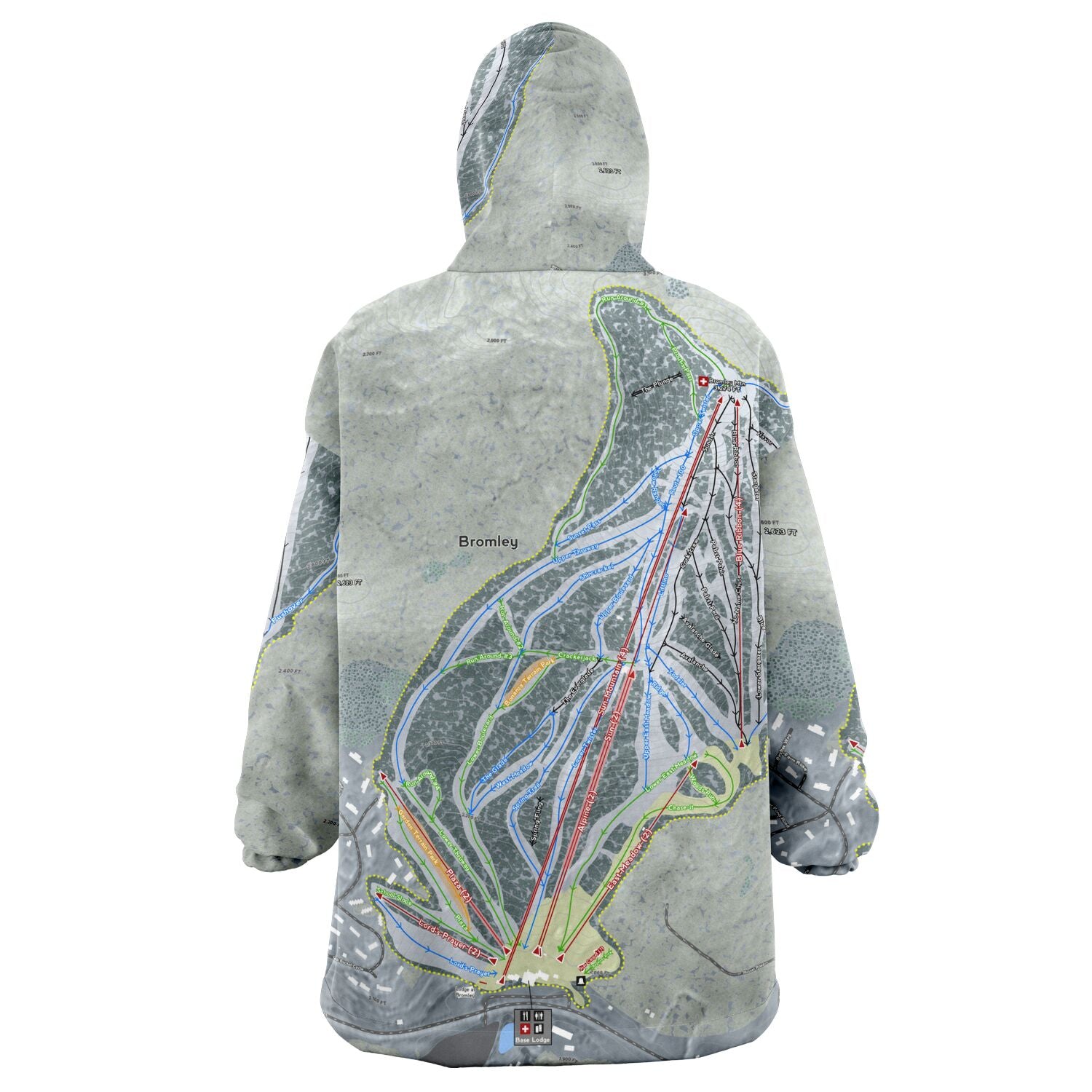 Bromley, Vermont Ski Trail Map - Snug Hoodie