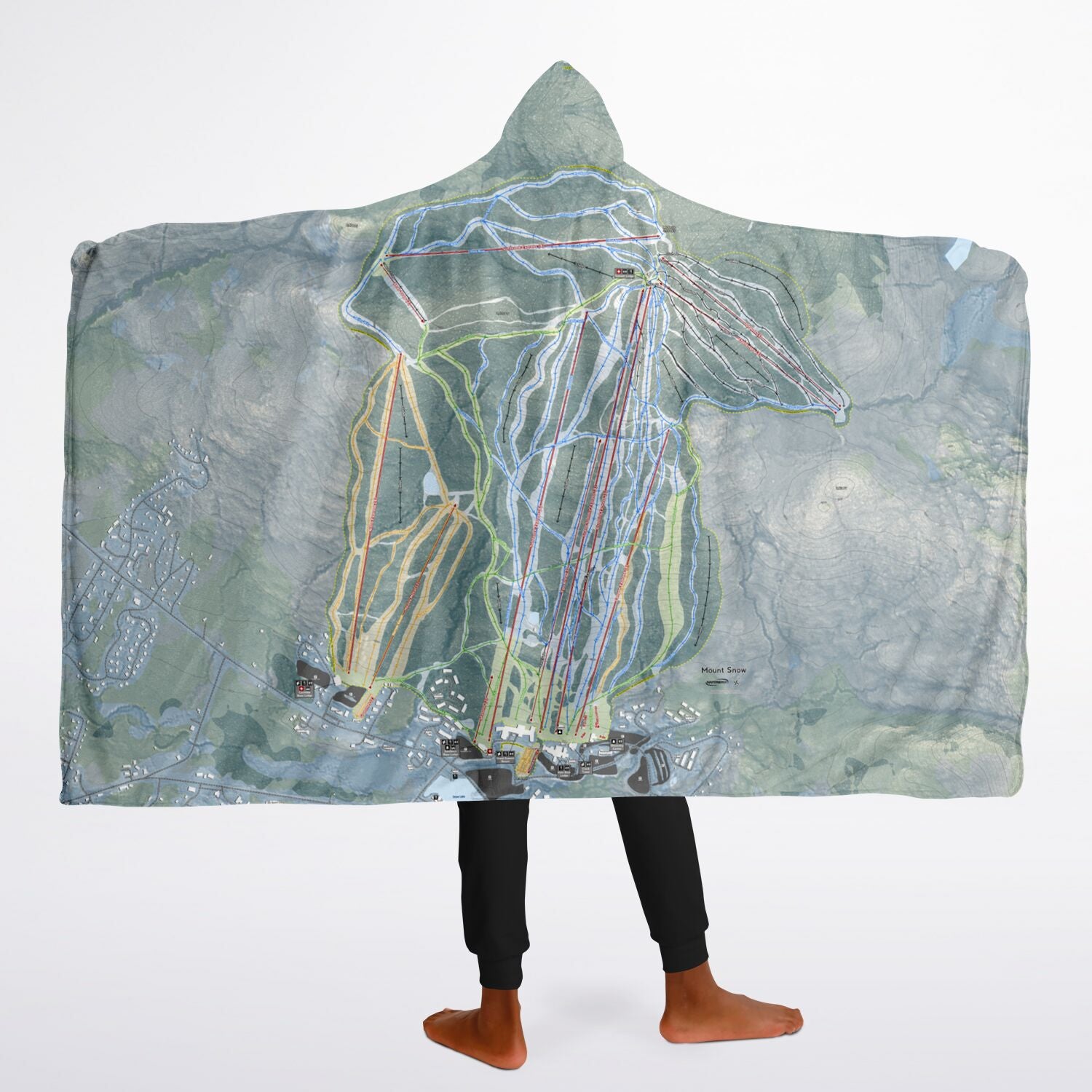 Mount Snow, Vermont Ski Trail Map - Youth Hooded Blanket